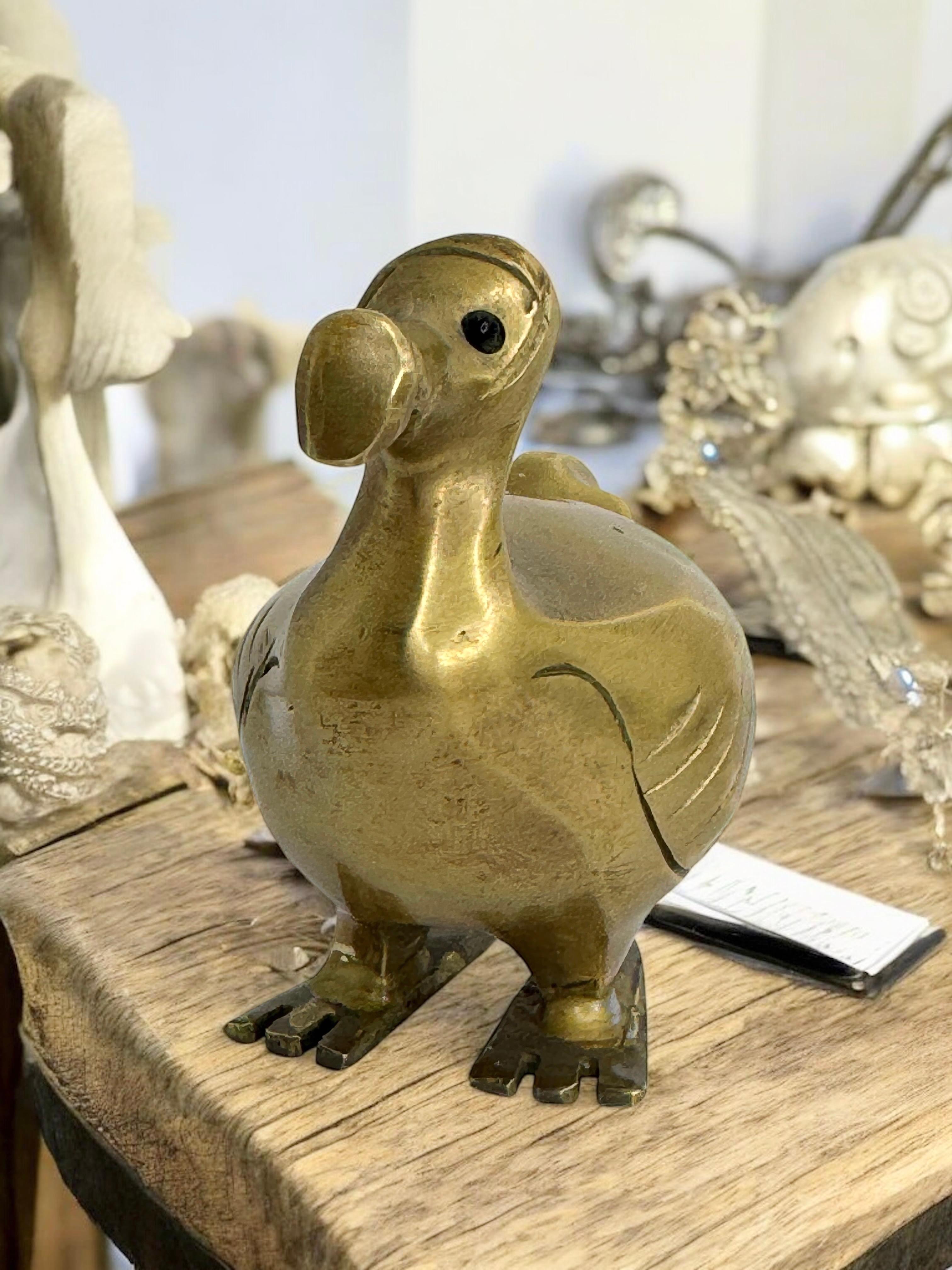 Brass Dodo Bird Figurine Desktop Paperweight 1960s Mid-Century Modern, German 10