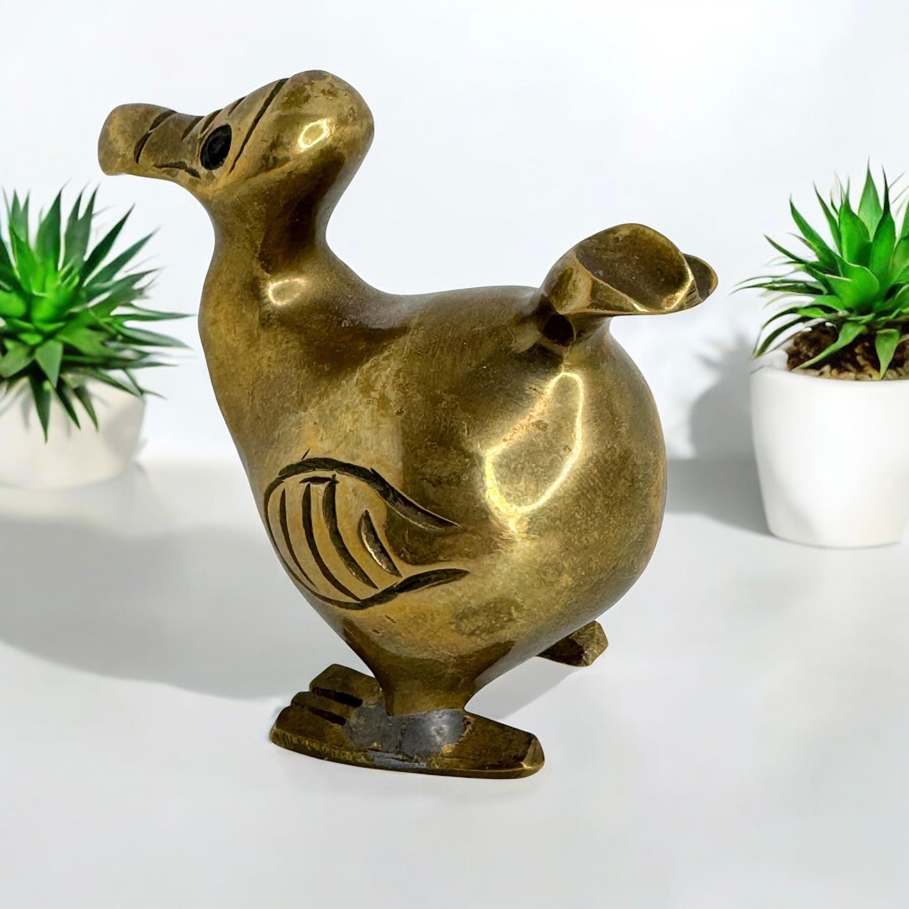 Brass Dodo Bird Figurine Desktop Paperweight 1960s Mid-Century Modern, German 14