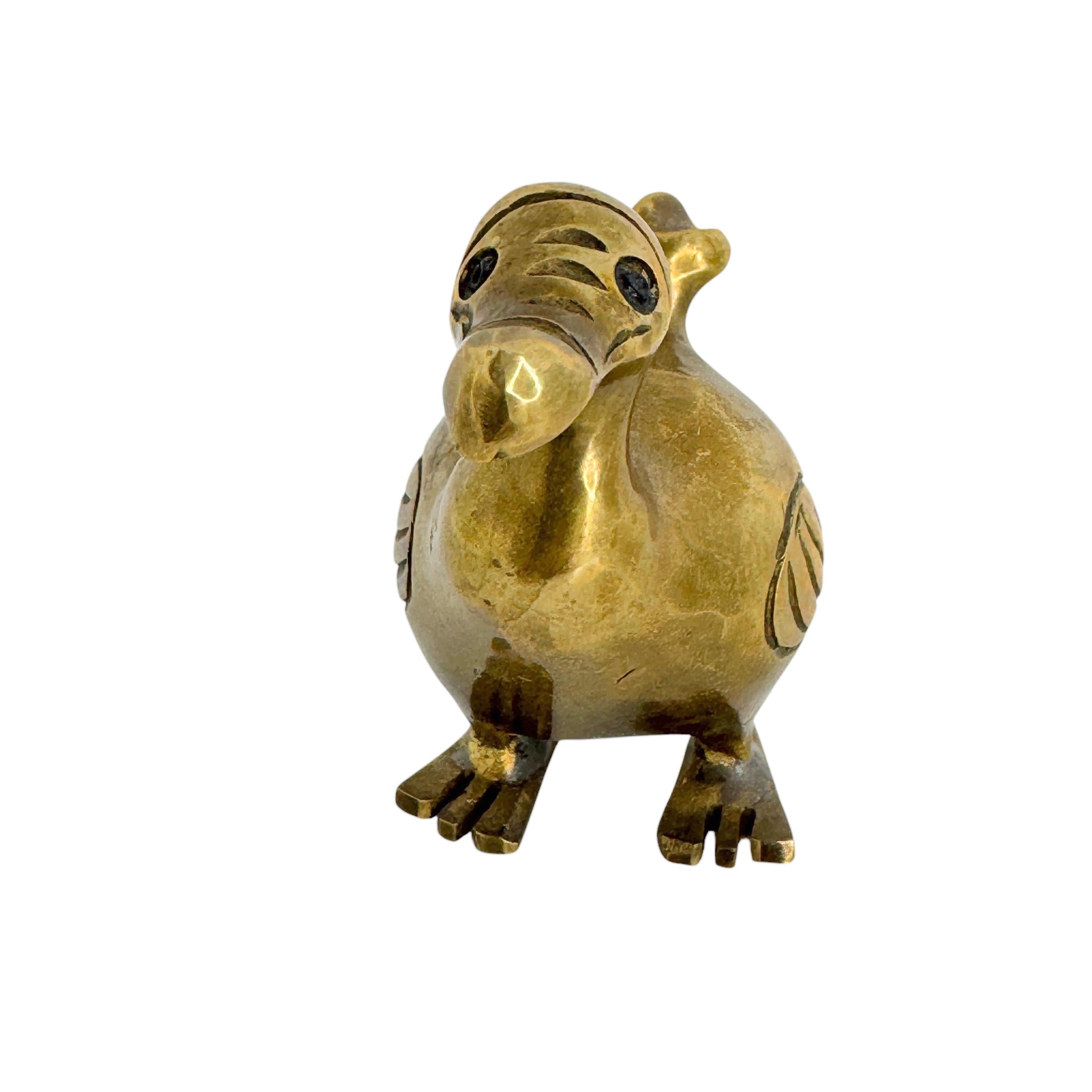 A lovely mysterious dodo bird figurine, flightless and extinct, this sturdy little guy is loaded with character. Made in the 1960s. Found at an estate sale in Nuremberg, Germany. It is not marked. A nice addition to your collection. It is in very