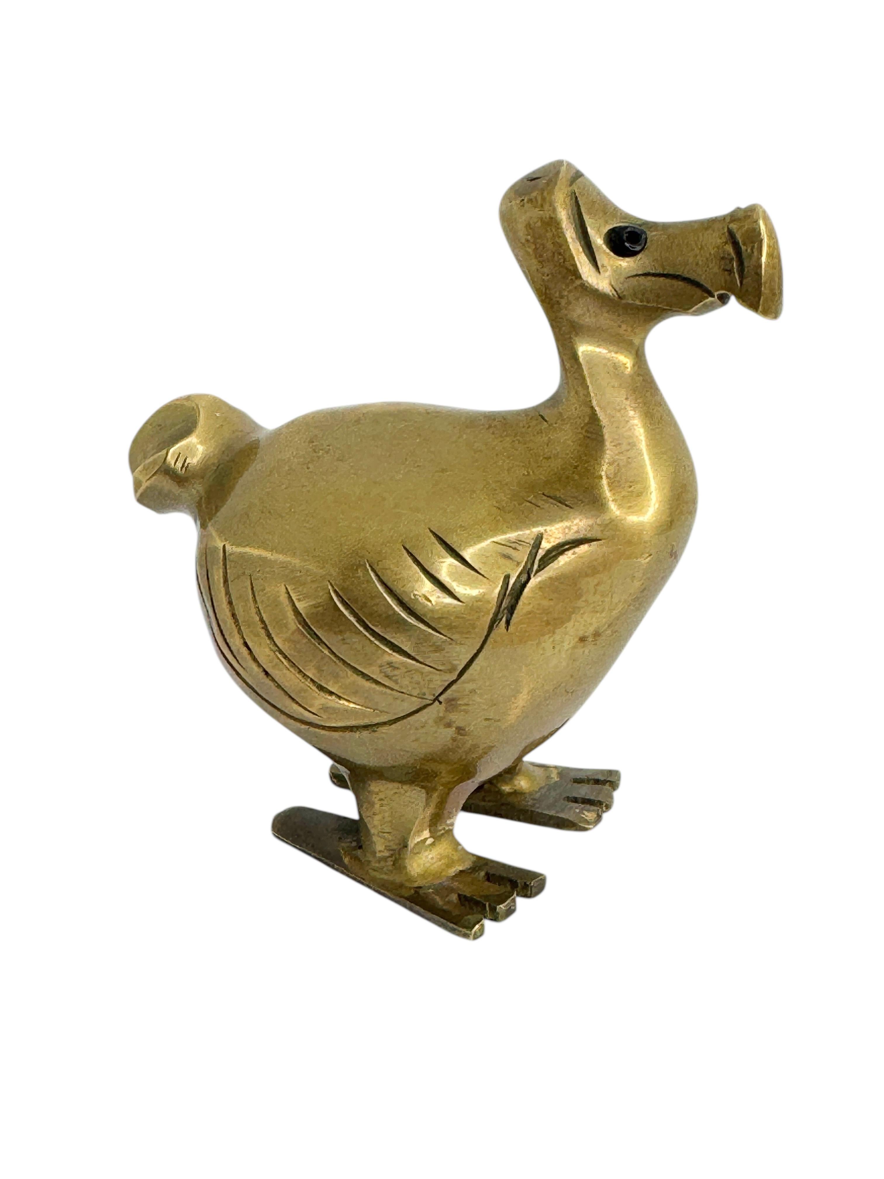 Brass Dodo Bird Figurine Desktop Paperweight 1960s Mid-Century Modern, German 1