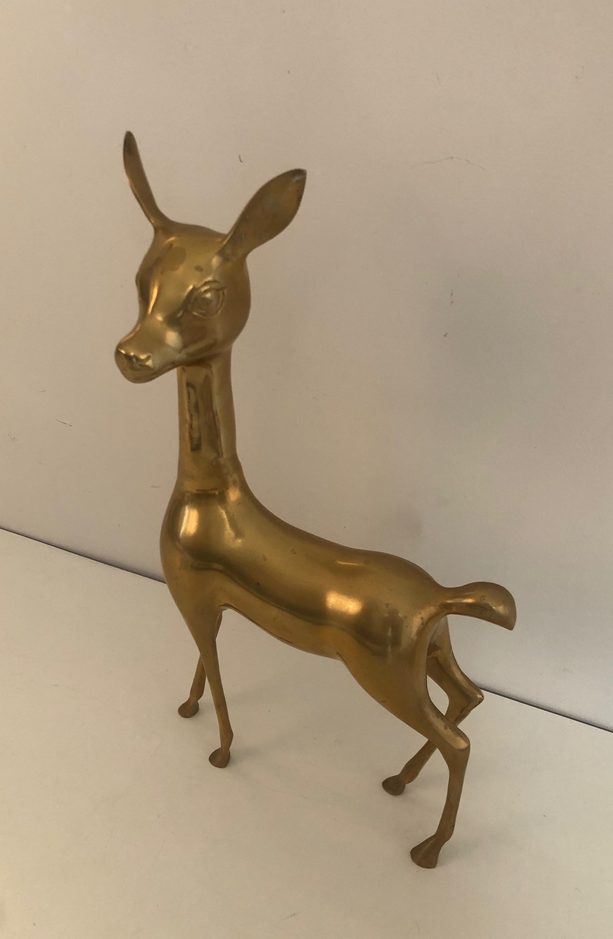 Brass Doe Sculpture, French, Circa 1970 For Sale 5