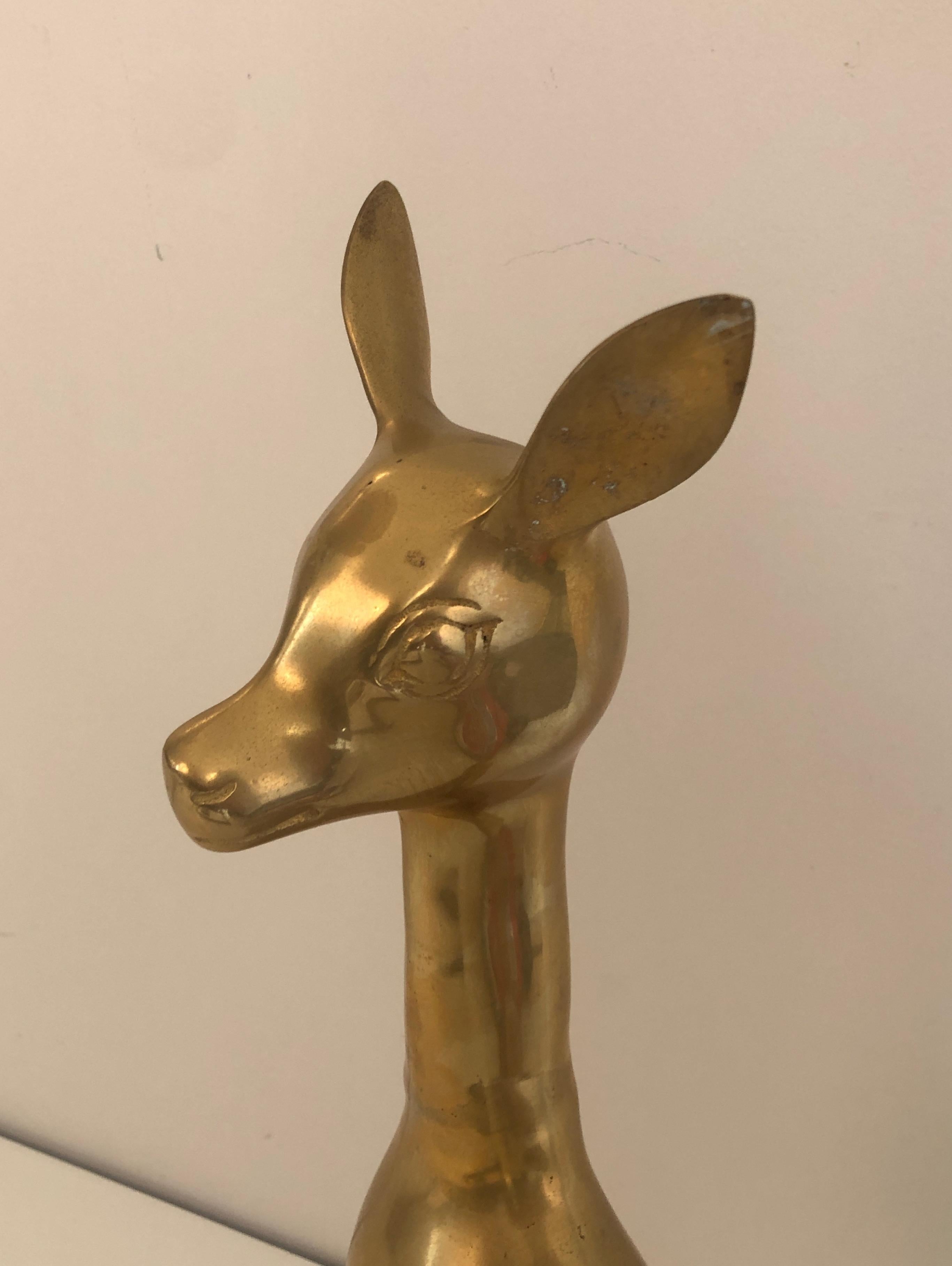 Late 20th Century Brass Doe Sculpture, French, Circa 1970 For Sale