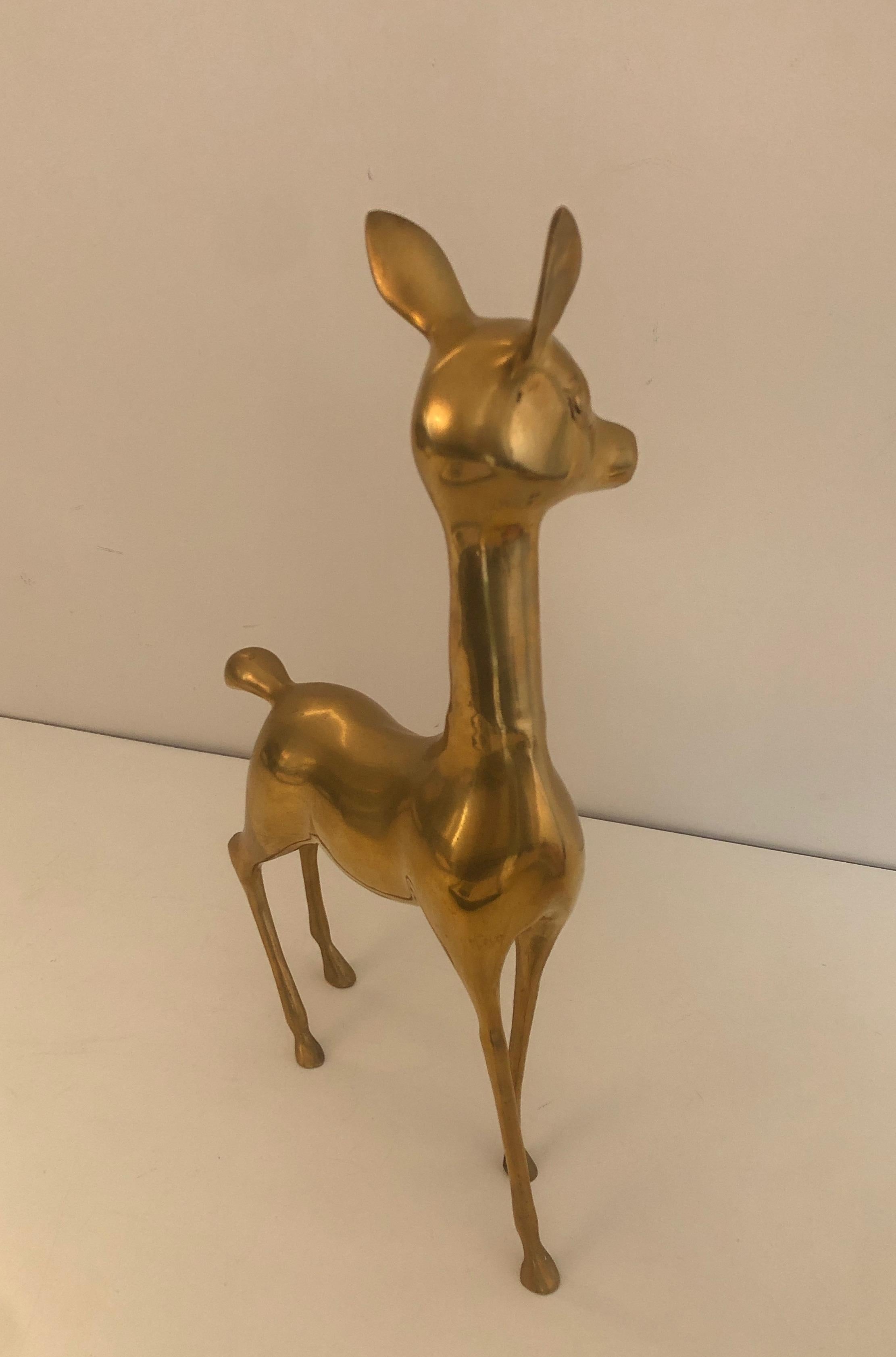 Brass Doe Sculpture, French, Circa 1970 For Sale 1