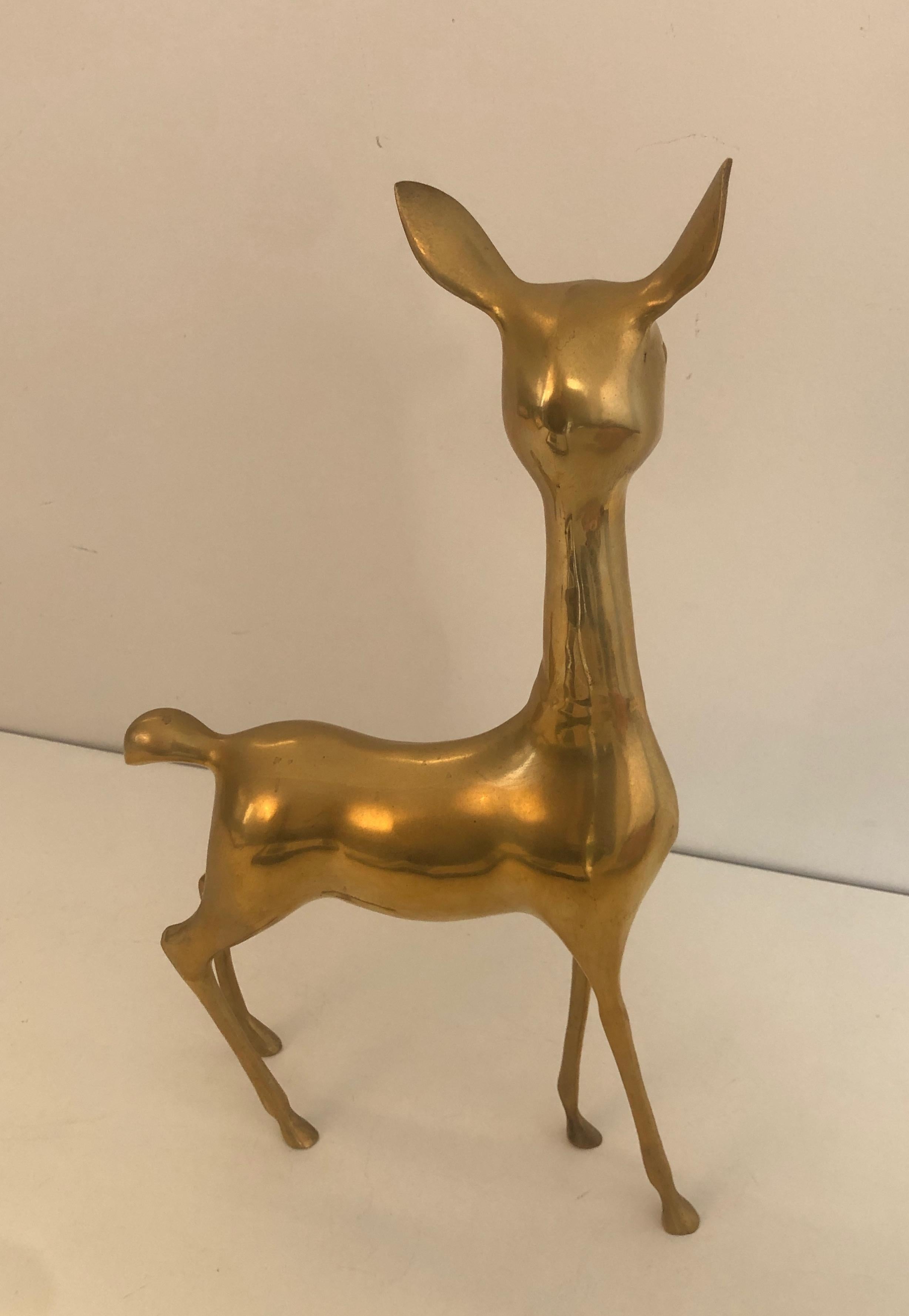 Brass Doe Sculpture, French, Circa 1970 For Sale 2