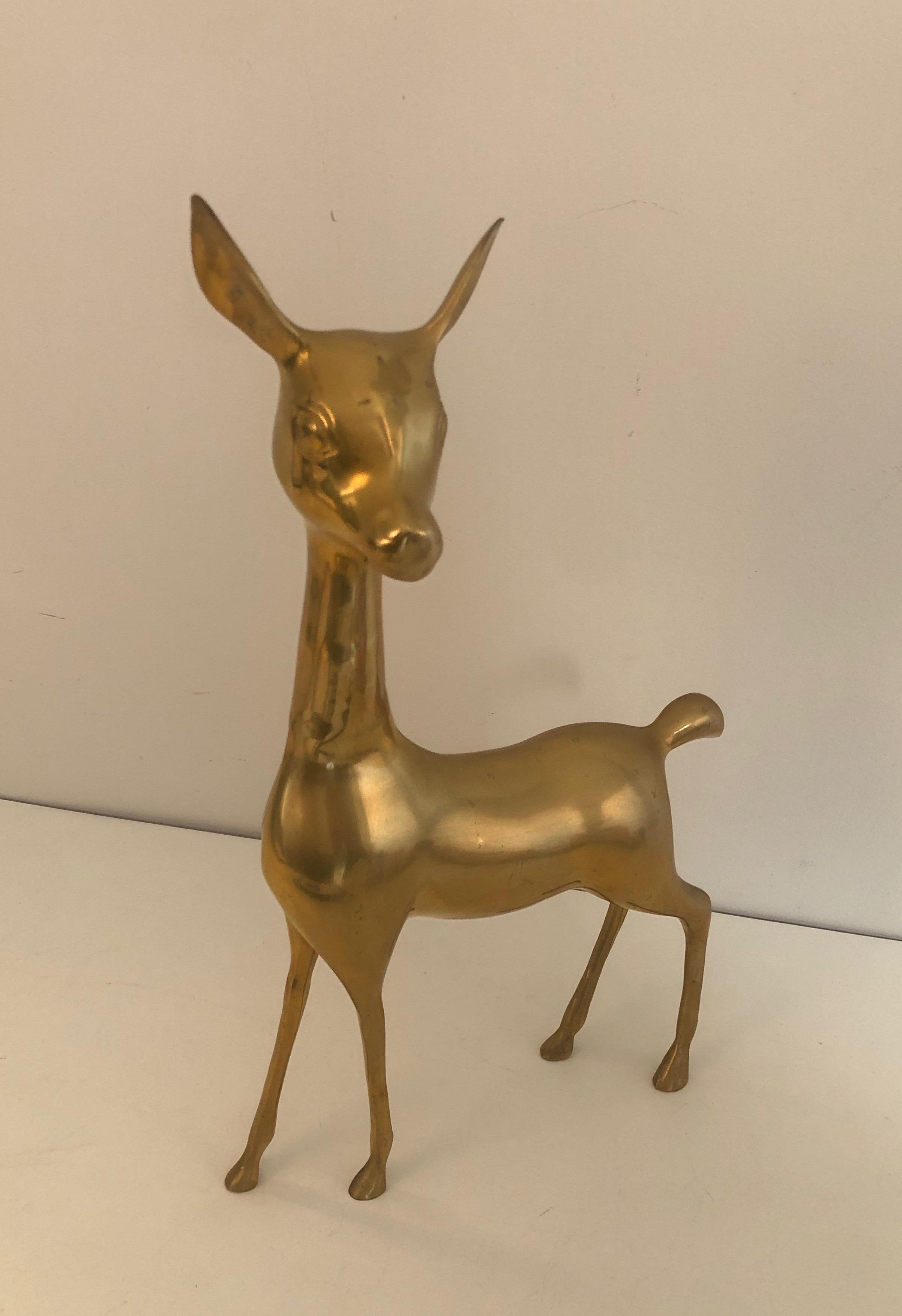 Brass Doe Sculpture, French, Circa 1970 For Sale 4