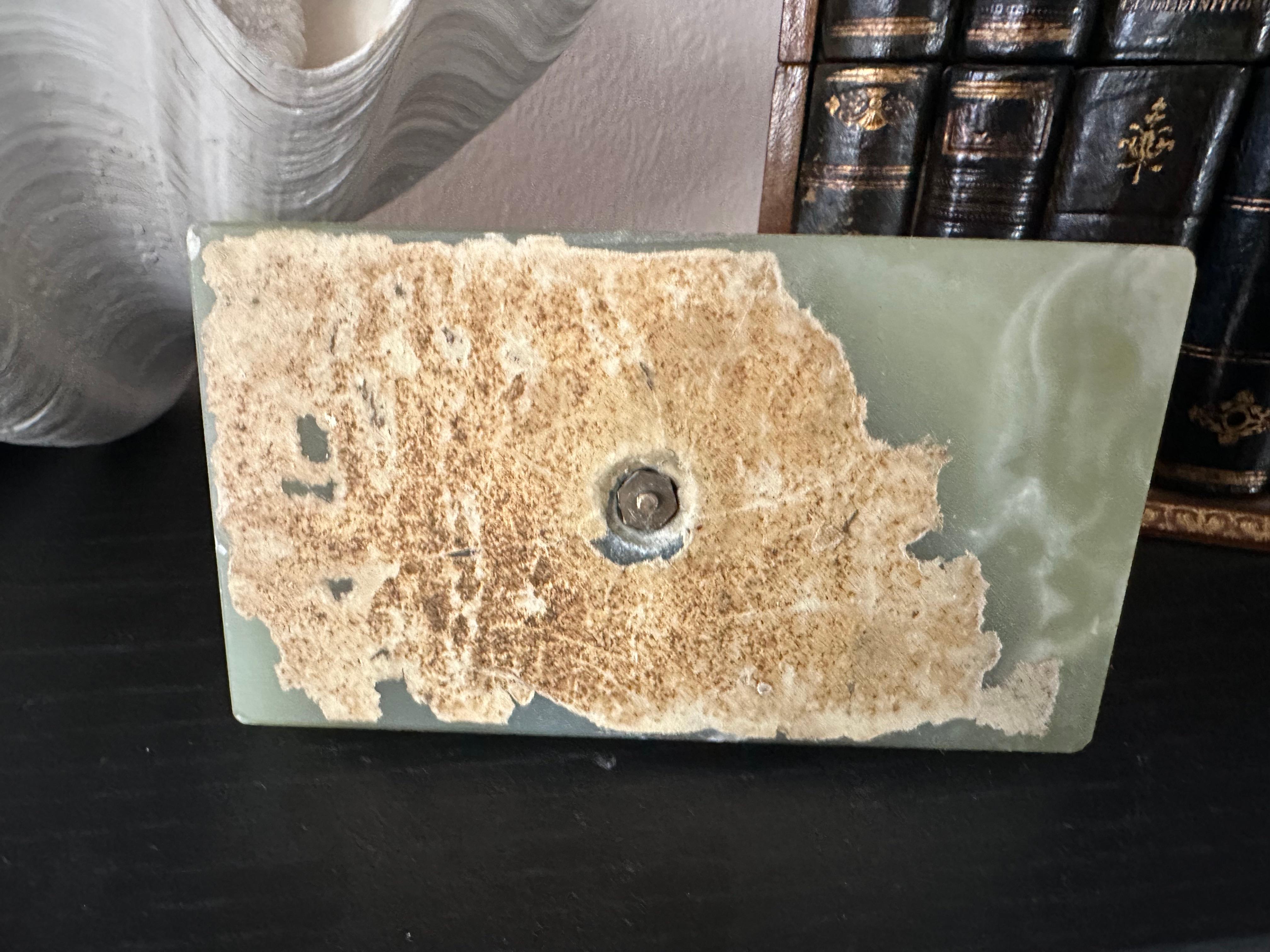 Brass Dog Head Letter Clip on Green Onyx Base, Germany, 1920s For Sale 5
