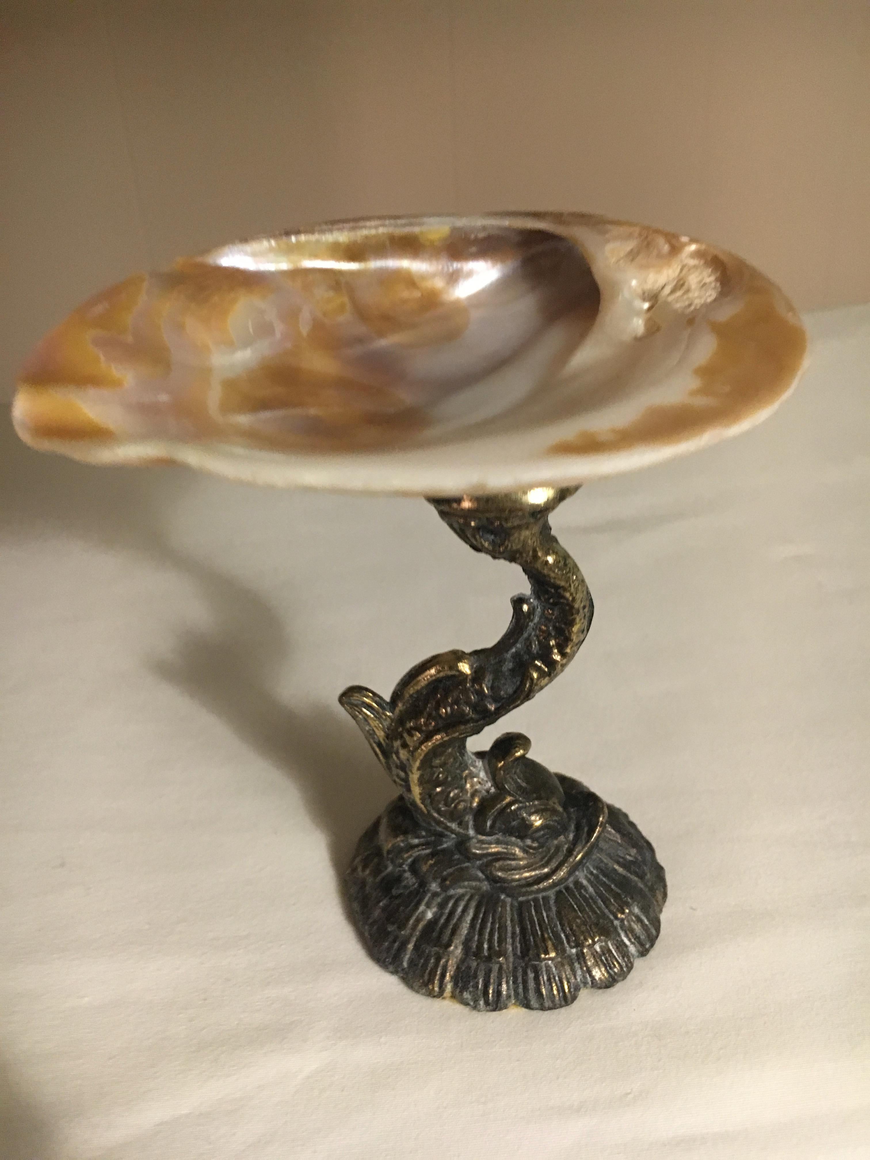 Brass Dolphin and Shell Soap Dish In Good Condition In Los Angeles, CA