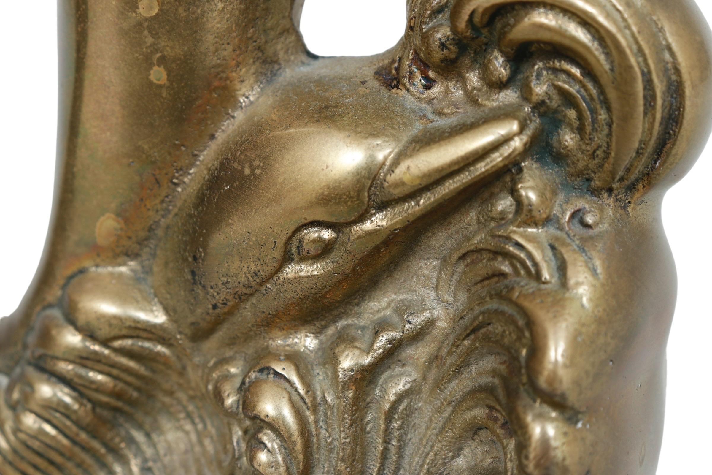 Brass Dolphin Bookends - a Pair For Sale 1