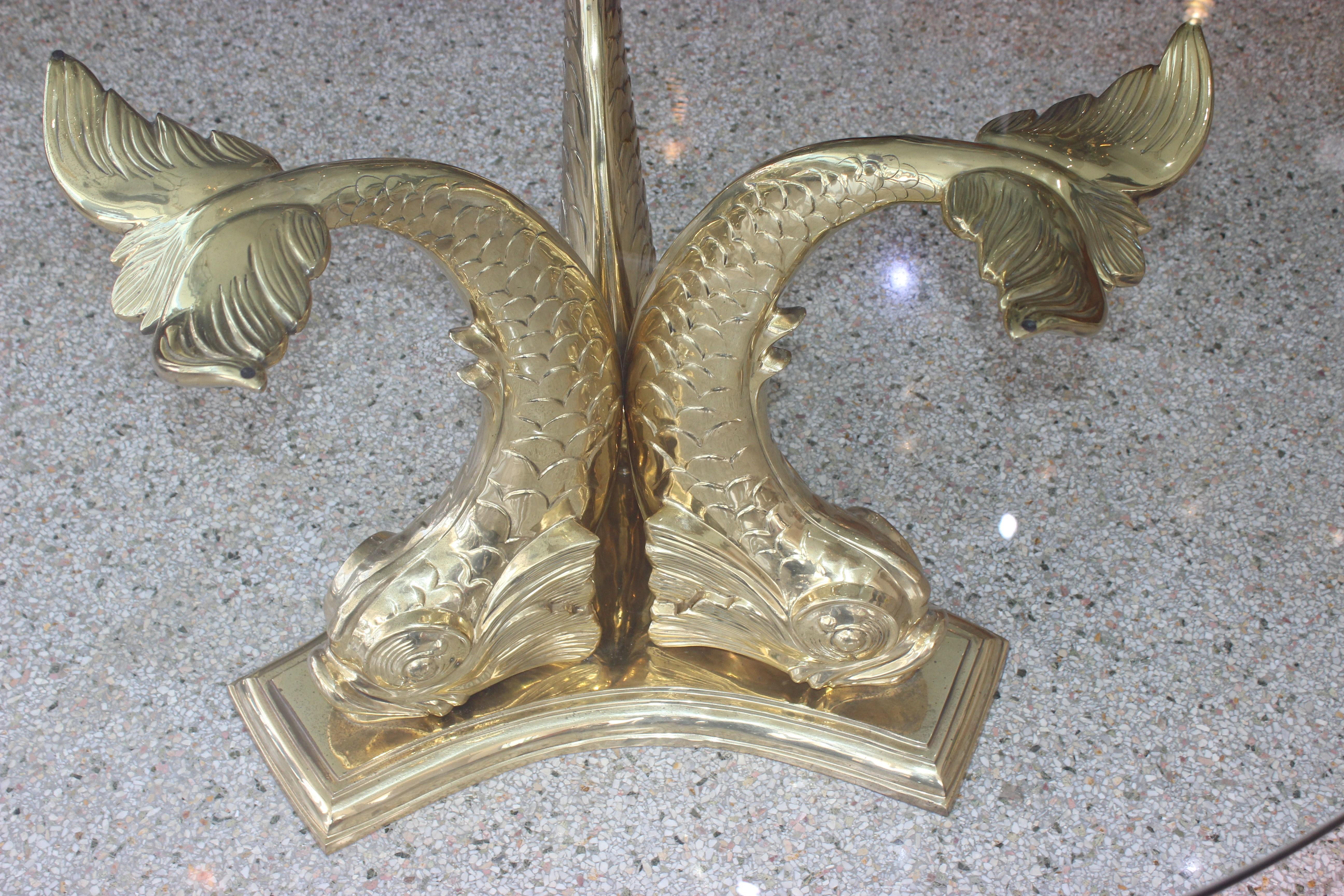 Brass Dolphin Form Table Base 1