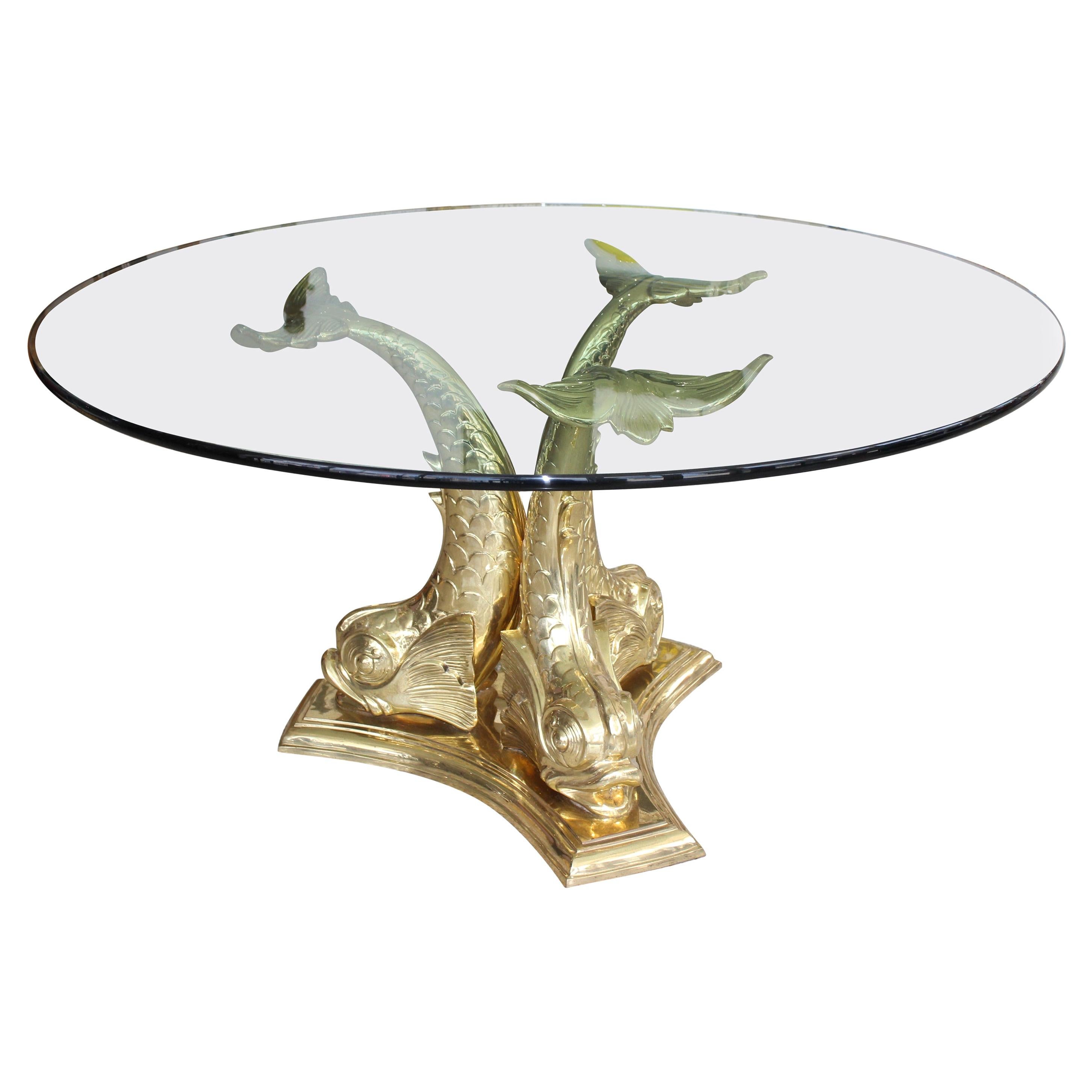 Brass Dolphin Form Table Base