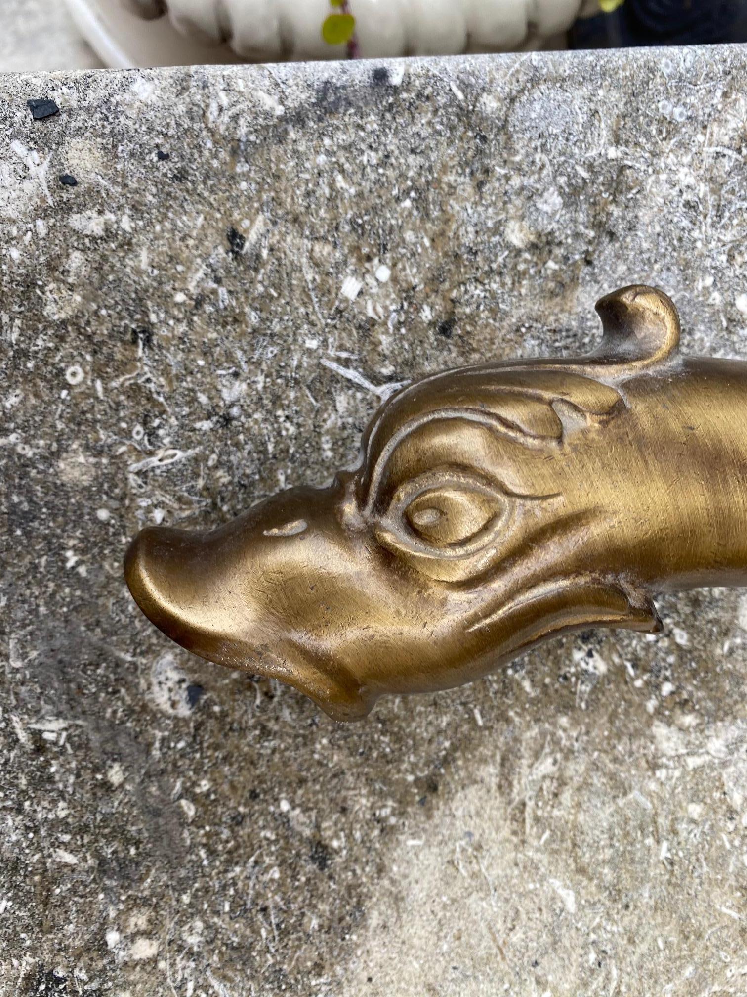 Brass Dolphin Grotesque Spout In Good Condition In Dallas, TX