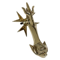 Brass Door Knocker with Dolphin and Trident