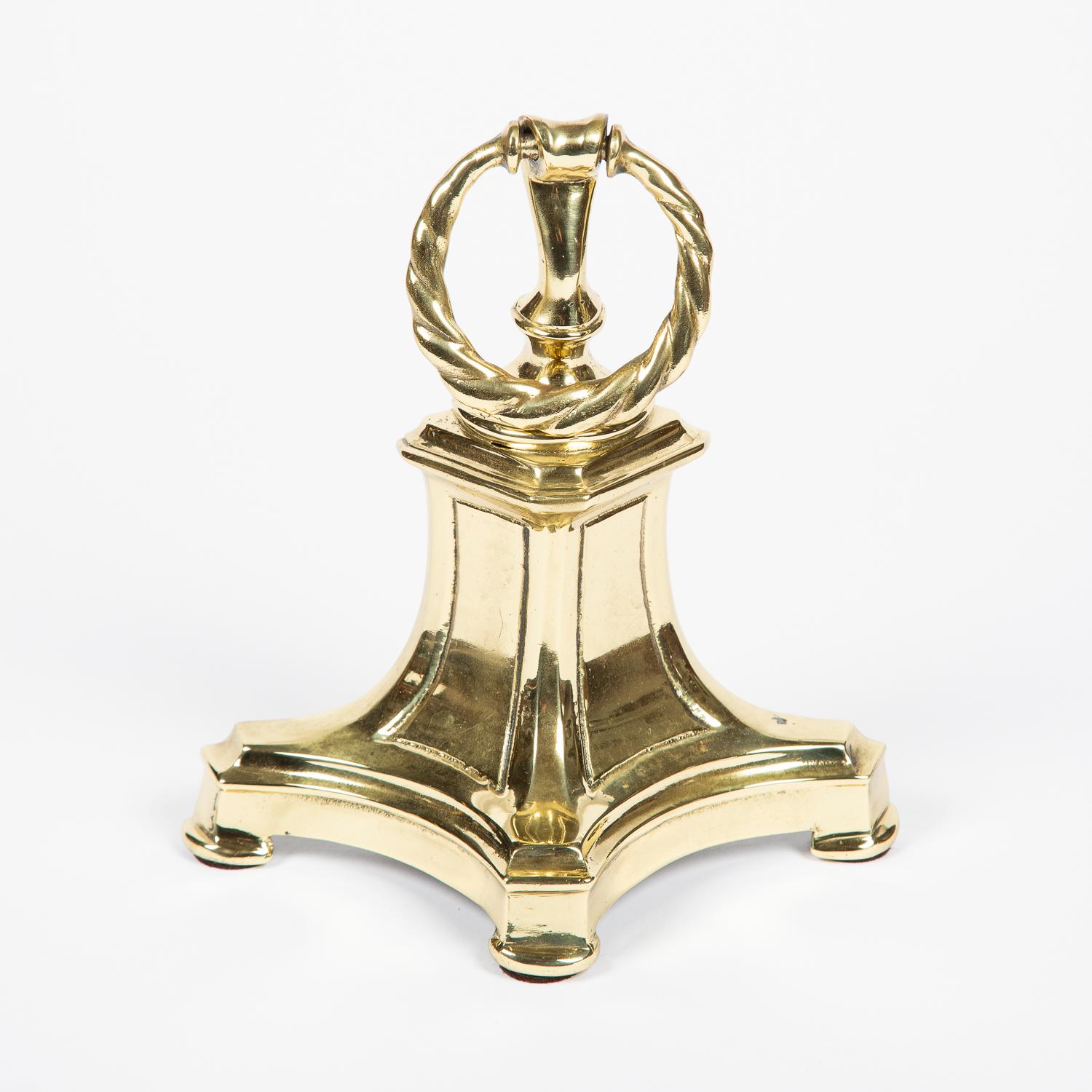 19th Century Brass Door Porter with Ring Handle