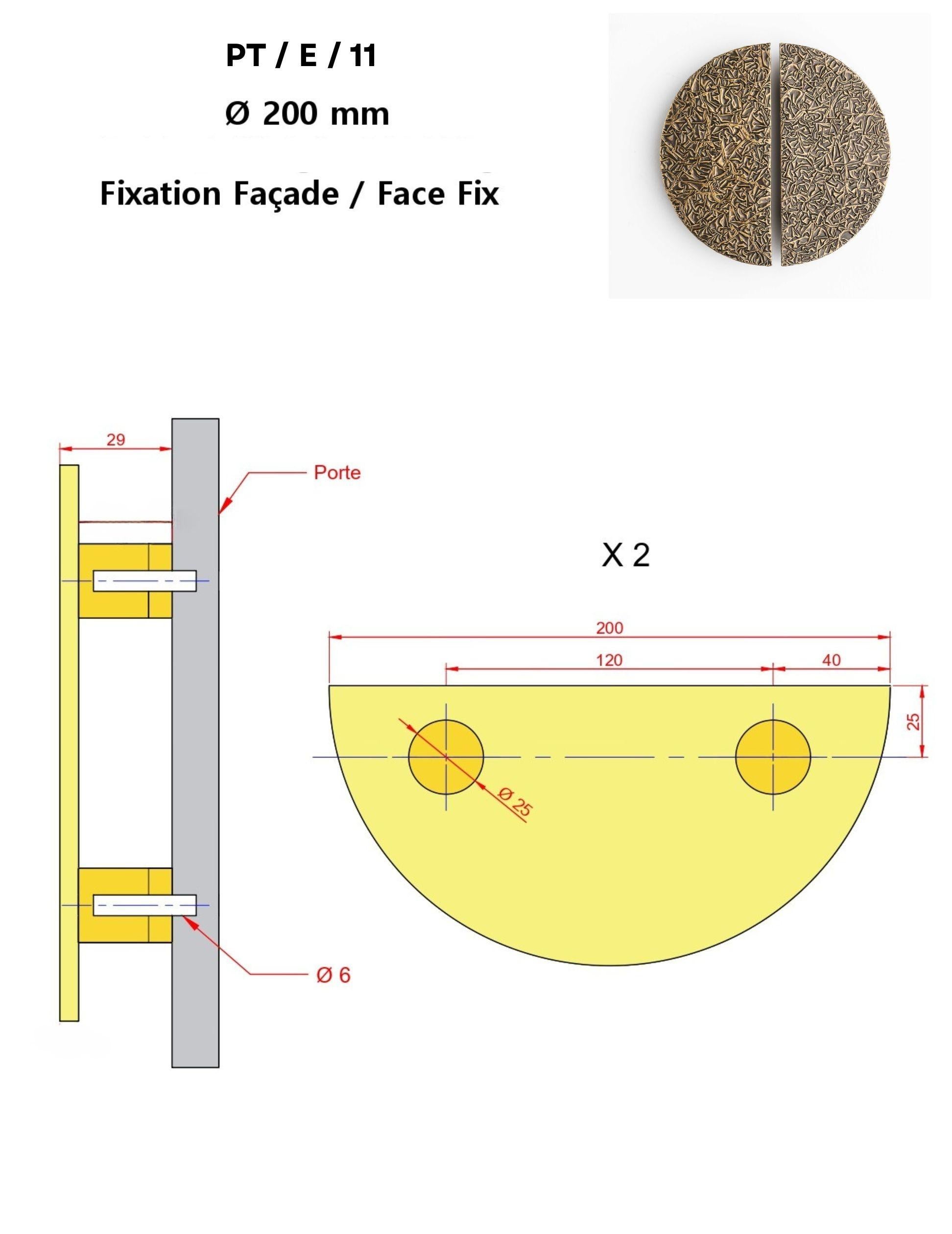 Messing-Türgriff ø  20 cm  Earth Prints Kollektion (Handgefertigt) im Angebot