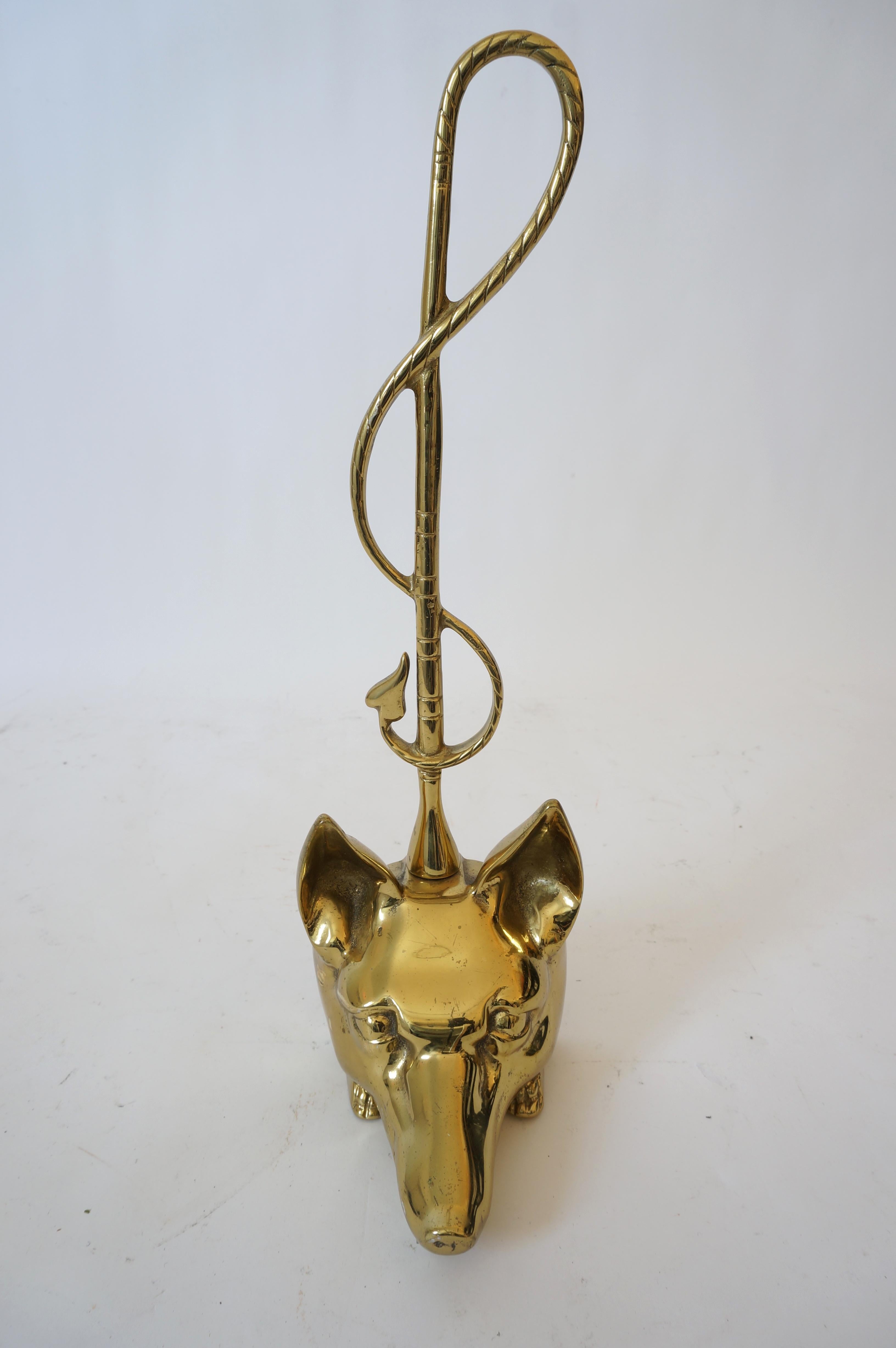Cast Brass Door Stop with Fox and Riding Crop