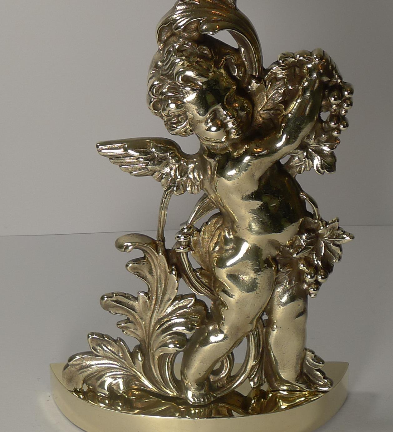 Brass Doorstop / Door Porter, Cherub by Peerage, England In Good Condition In Bath, GB