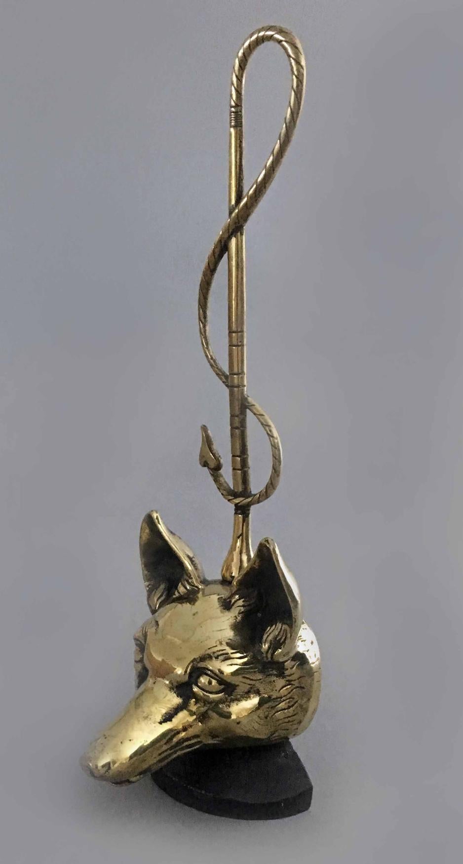 English Brass Doorstop in Form of a Fox