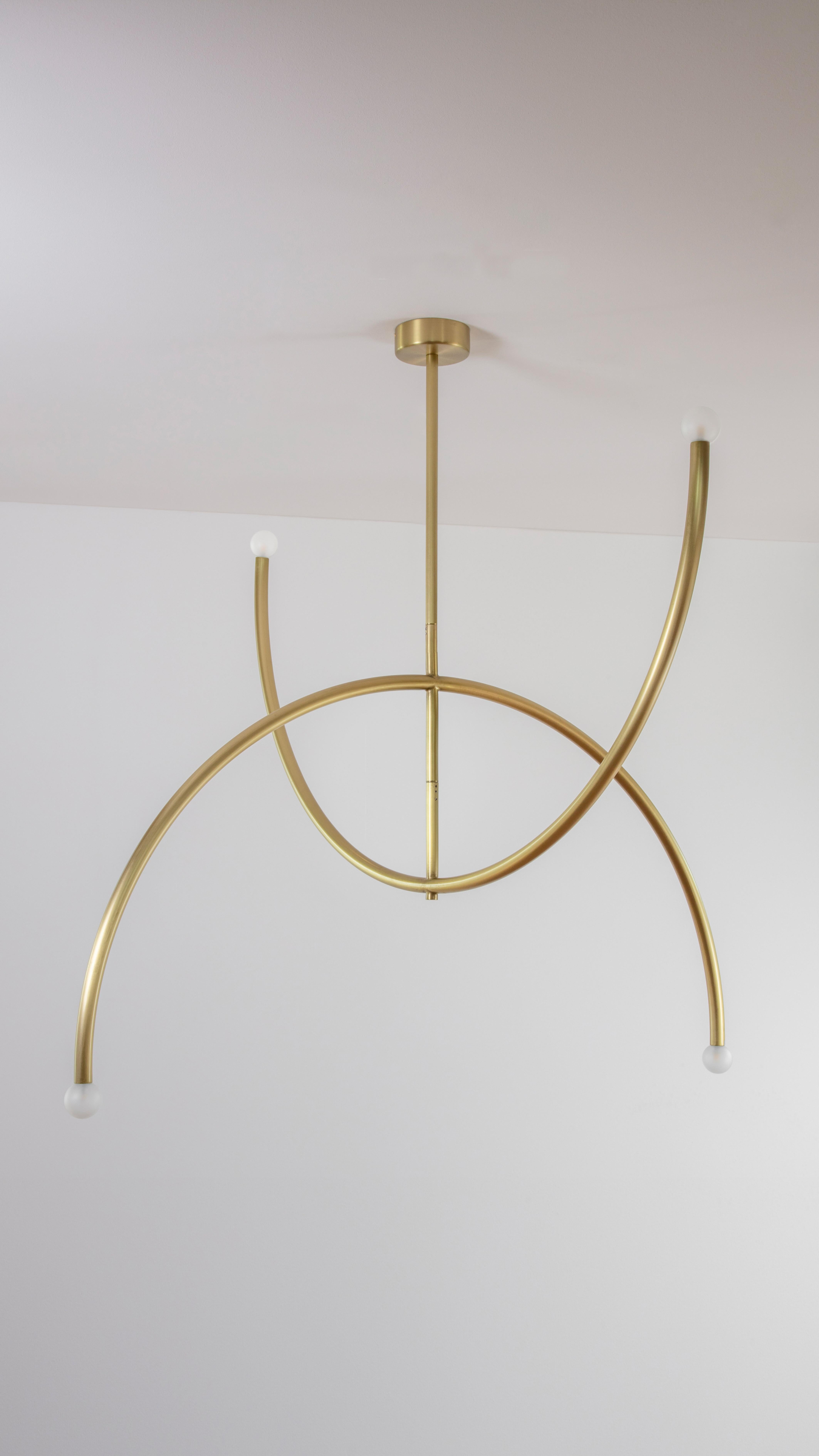 Modern Brass Double Arch Pendant Light by Square in Circle For Sale
