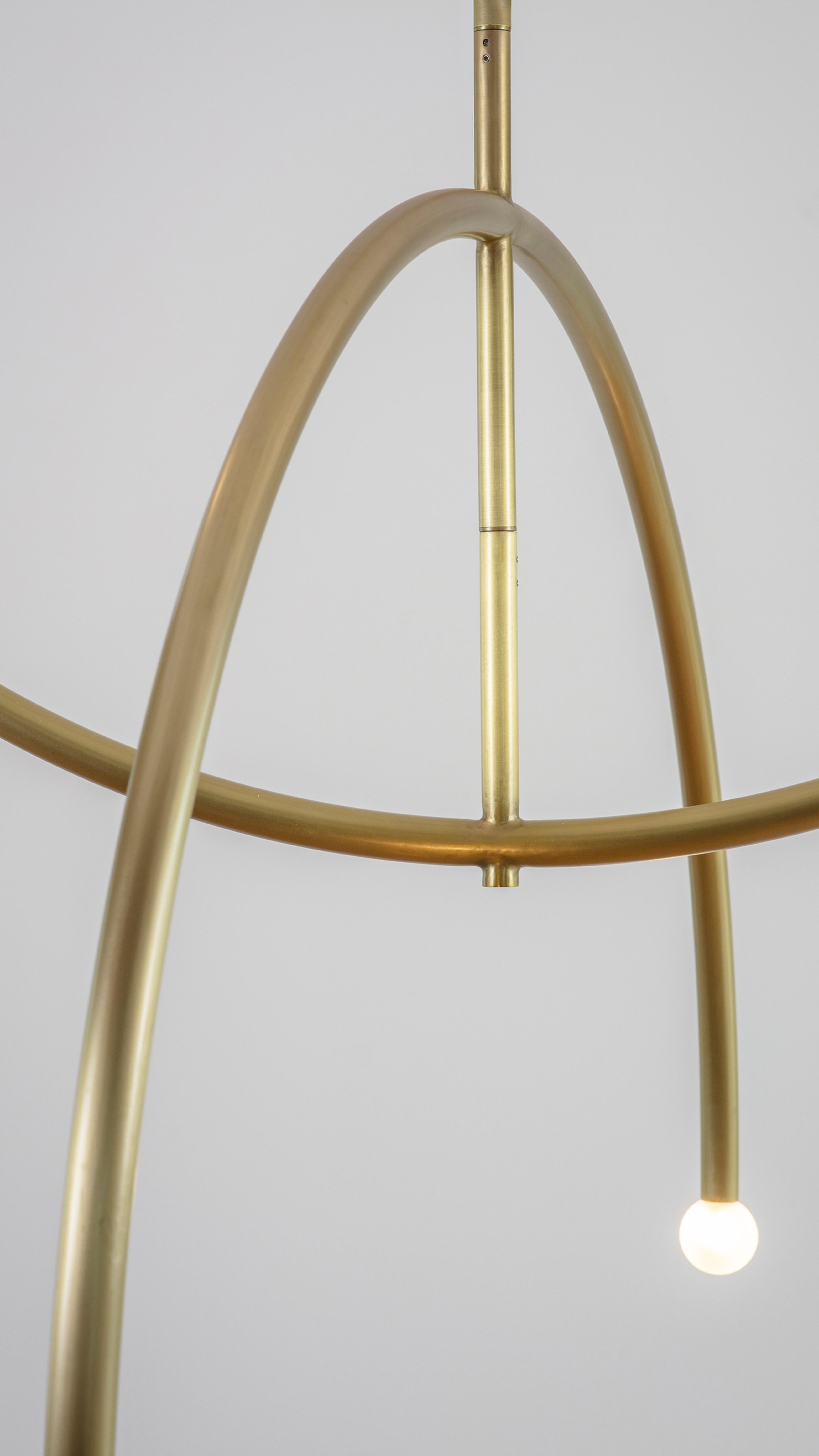 Brushed Brass Double Arch Pendant Light by Square in Circle For Sale