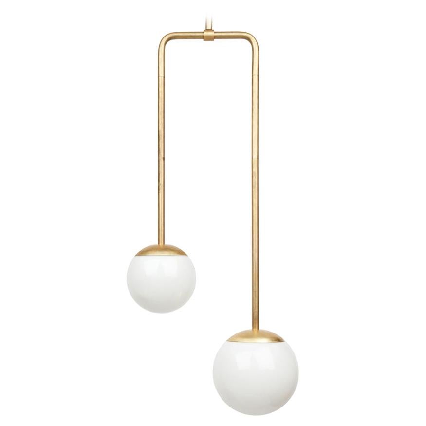 Brass Double Circuit Globe Pendant Light For Sale