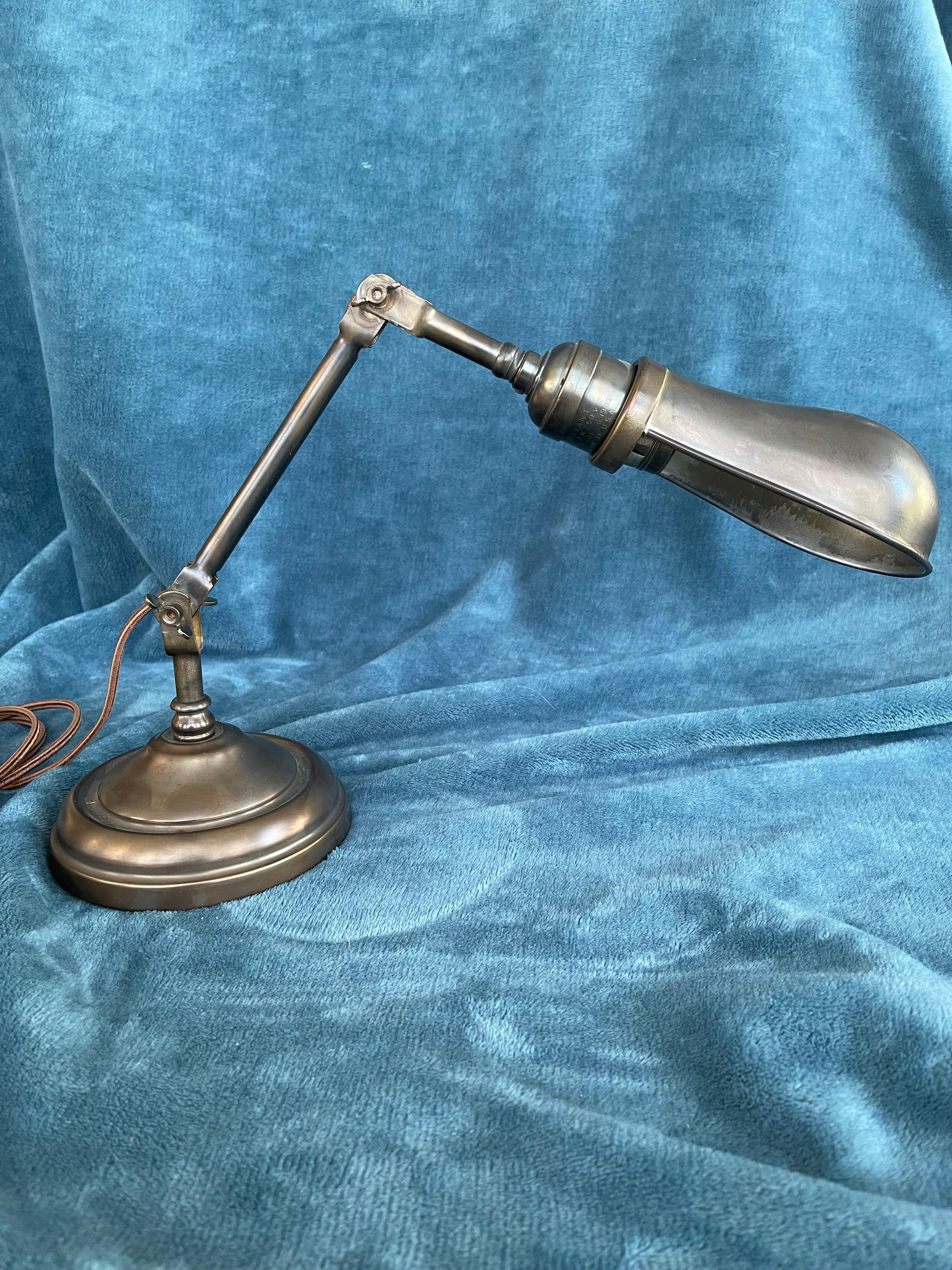 Early 20th Century Brass, Double Knuckle Desk/ Draftman's Lamp, by Faries Co. ca. 1910 For Sale