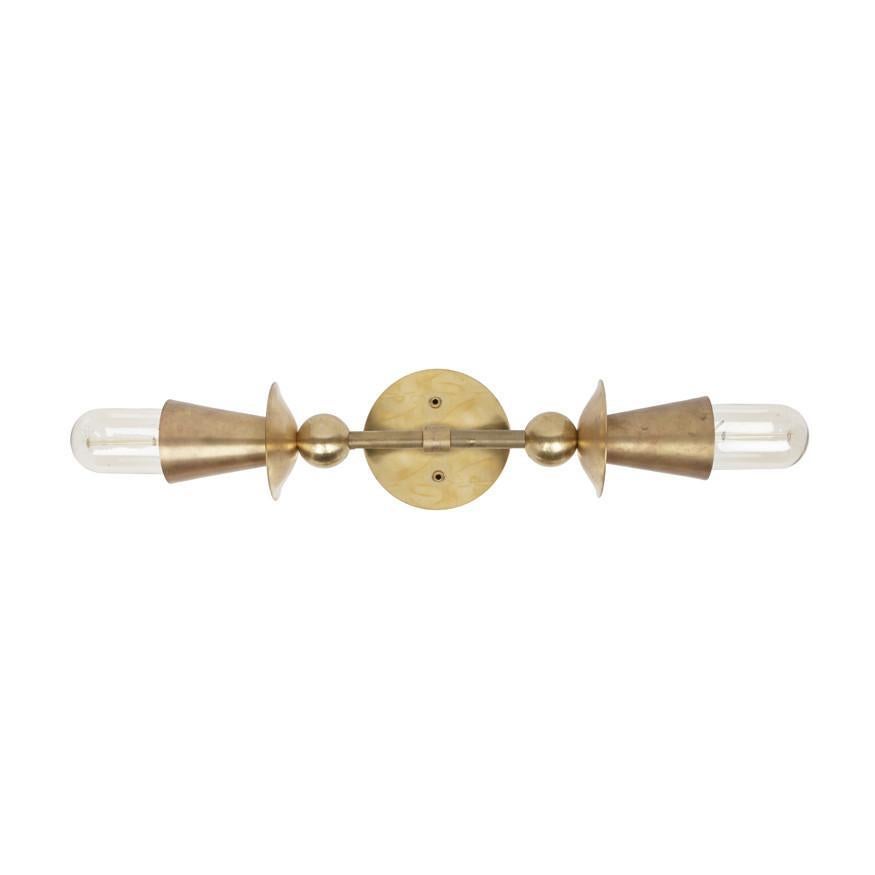 American Brass Double Polyform Sconce Light For Sale
