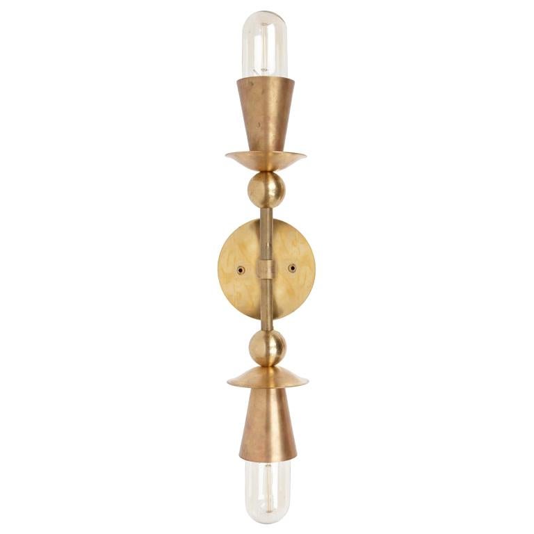 Brass Double Polyform Sconce Light For Sale