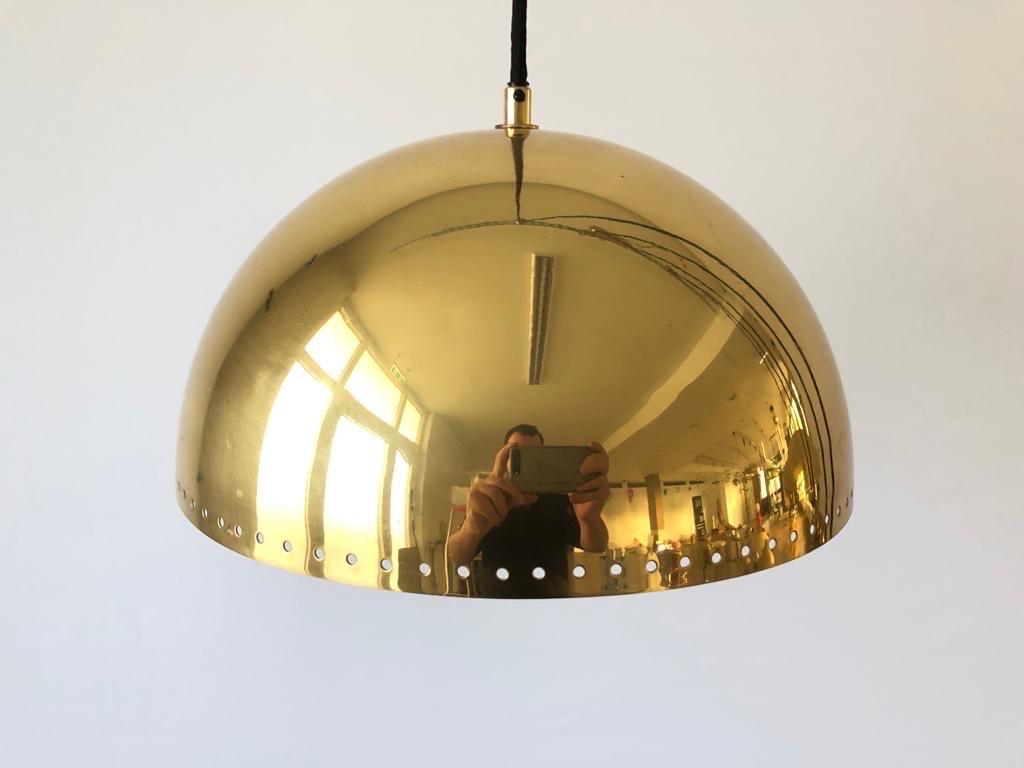 Mid-Century Modern Brass Double Shade Counterweight Pendant Lamp by Domicil Möbel, 1970s, Germany For Sale