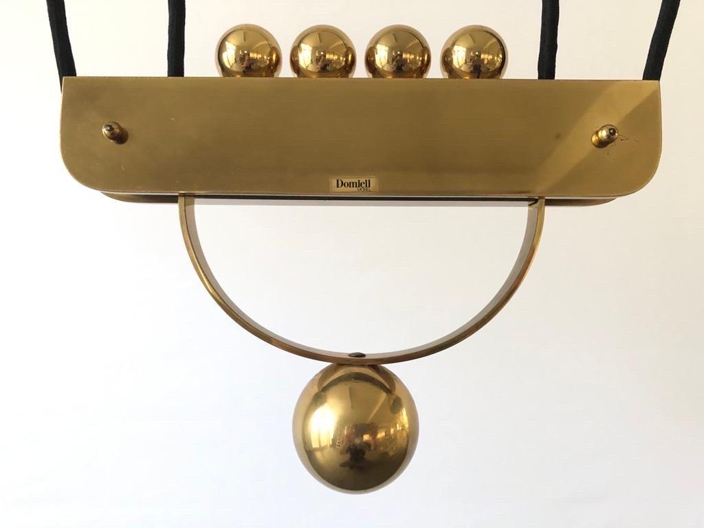 Brass Double Shade Counterweight Pendant Lamp by Domicil Möbel, 1970s, Germany In Excellent Condition For Sale In Hagenbach, DE