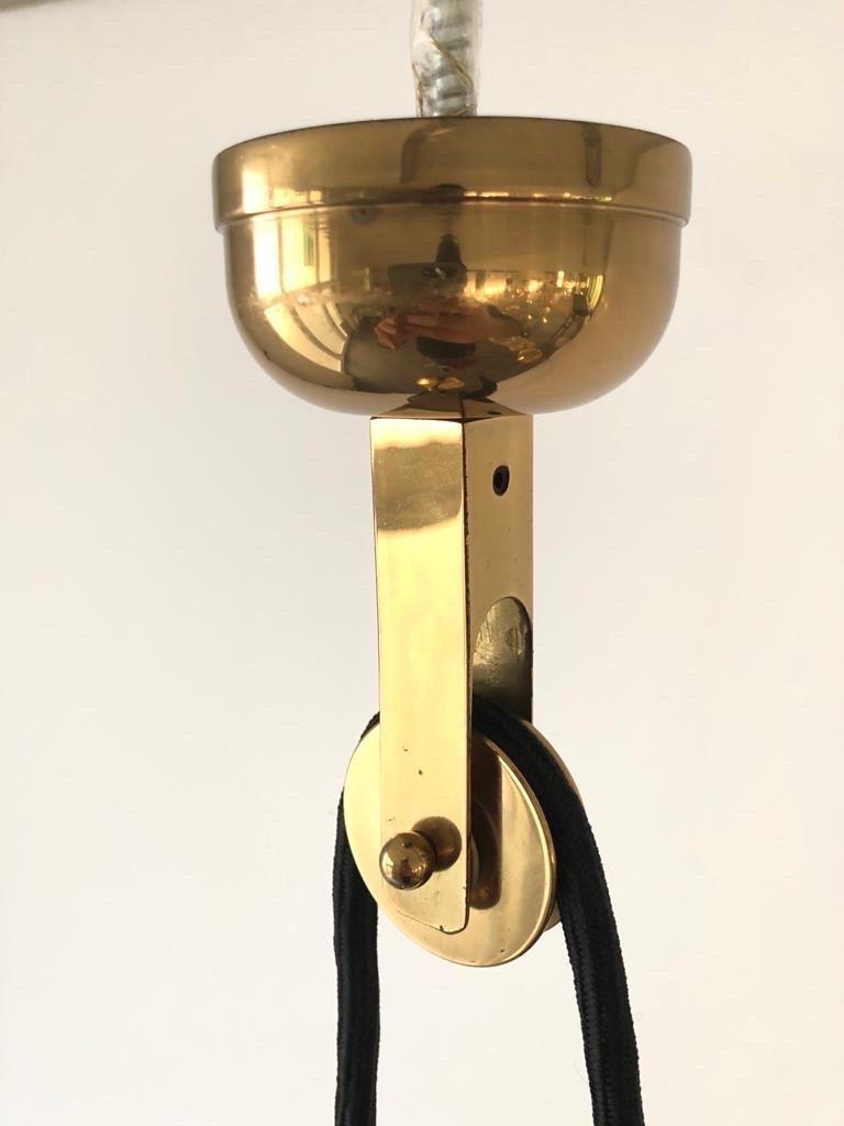 Ottone Lampada a sospensione a doppio paralume in ottone di Domicil Möbel, anni '70, Germania in vendita