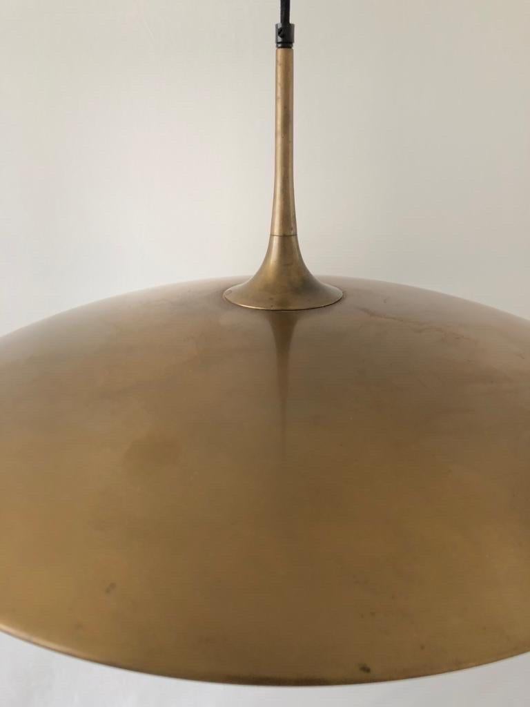 Brass Double Shade Counterweight Pendant Lamp by Florian Schulz, 1970s, Germany For Sale 9