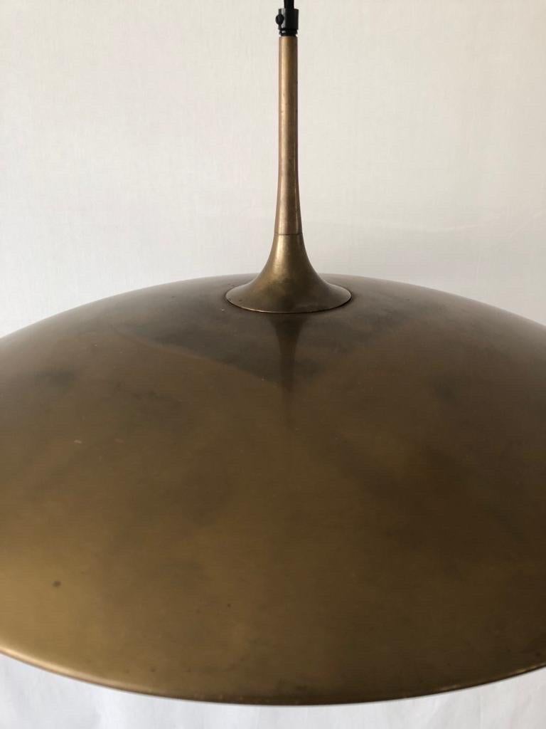 Brass Double Shade Counterweight Pendant Lamp by Florian Schulz, 1970s, Germany For Sale 10