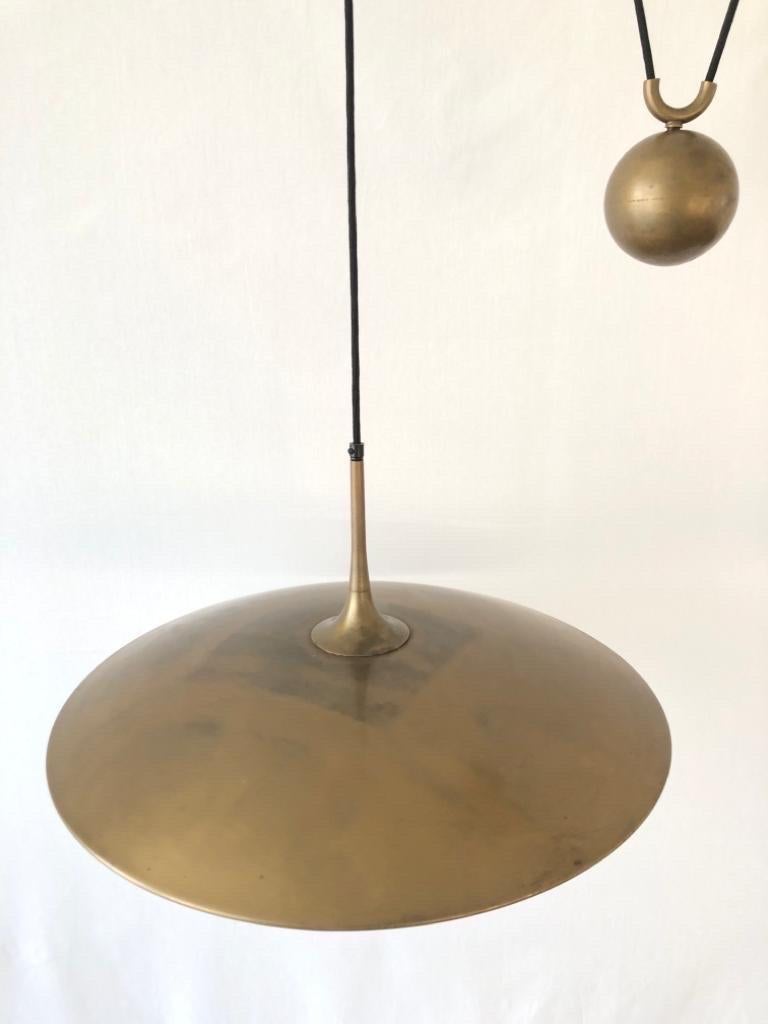 Late 20th Century Brass Double Shade Counterweight Pendant Lamp by Florian Schulz, 1970s, Germany For Sale