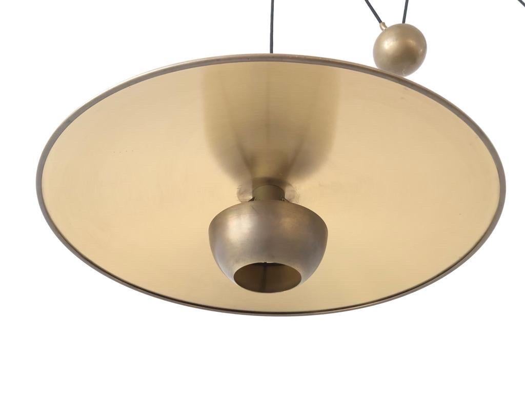Brass Double Shade Counterweight Pendant Lamp by Florian Schulz, 1970s, Germany For Sale 1