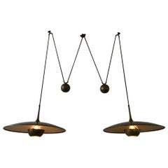 Brass Double Shade Counterweight Pendant Lamp by Florian Schulz, 1970s, Germany