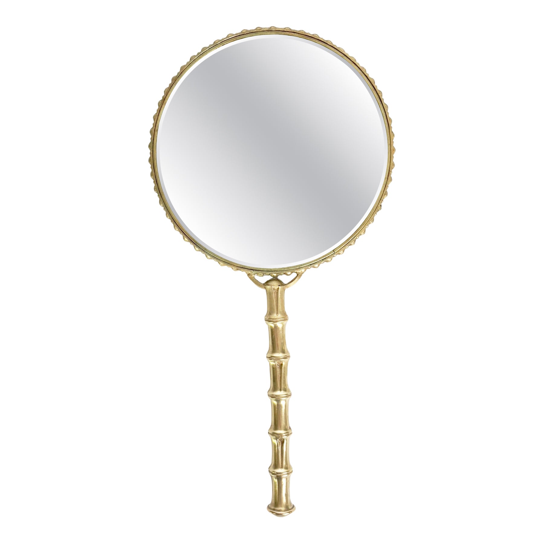 Miroir à main double face en laiton, France, années 1960 en vente