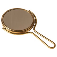 Brass Double-Sided Vanity Mirror with Magnification, Hand or Wall Use, 1960s