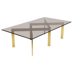 Brass Double X Base Coffee Table by Thayer Coggin