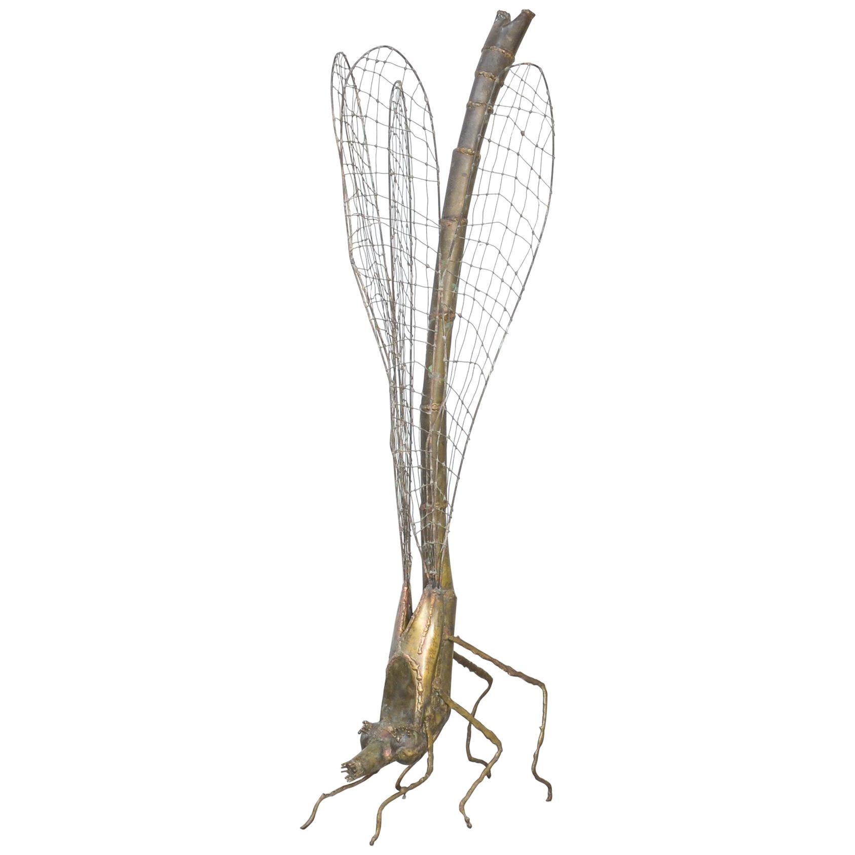 Brass Dragonfly Sculpture by Daniel Dhaeseleer