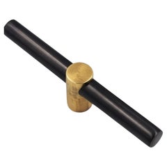 brass drawer pull 12 cm – gunmetal brass tube with aged gold insert