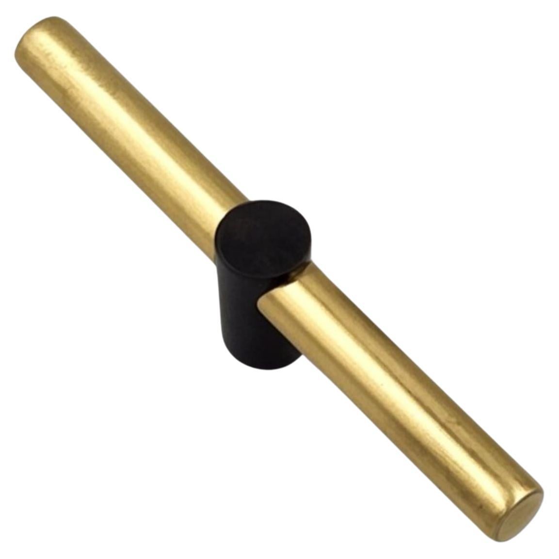 brass drawer pull – aged gold brass with gunmetal insert-Art Deco