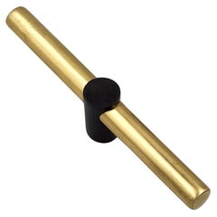 brass drawer pull – aged gold brass with gunmetal insert-Art Deco