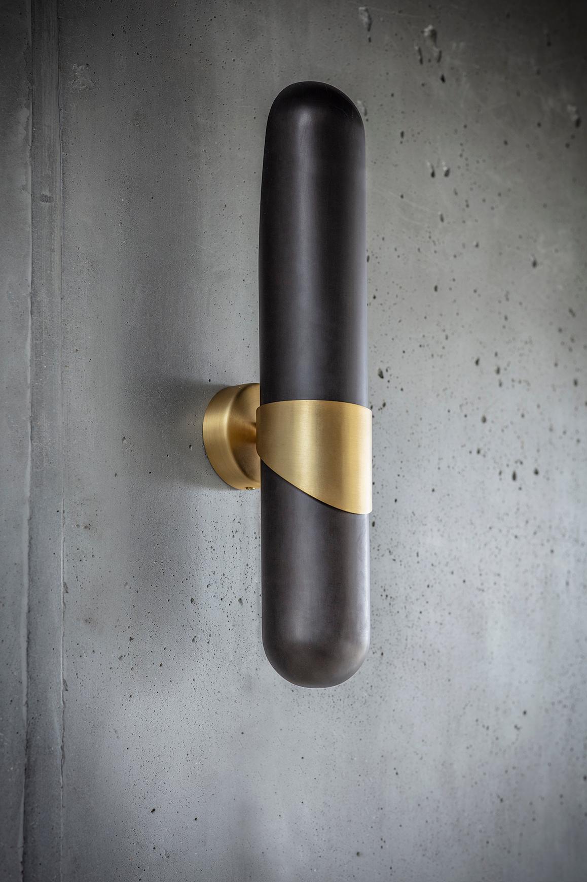 Metal Brass Dream Wall Light by Square in Circle For Sale