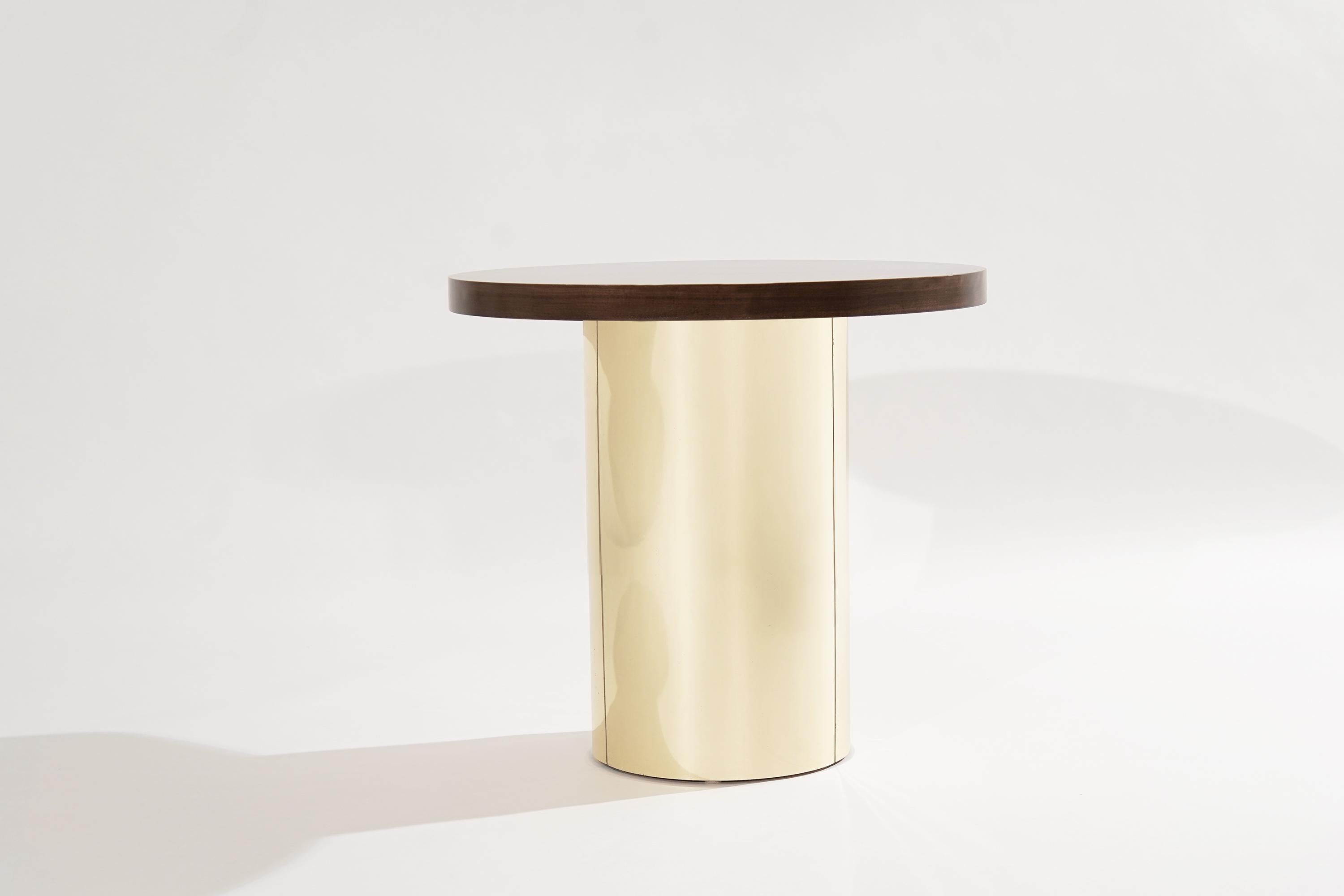 An occasional drinks table by Curtis Jere for Artisan House, circa 1950-1959. 
The brass pedestal base has been hand-polished, walnut top fully restored.

Other designers from this period include Herman Miller, Milo Baughman, Karl Springer,