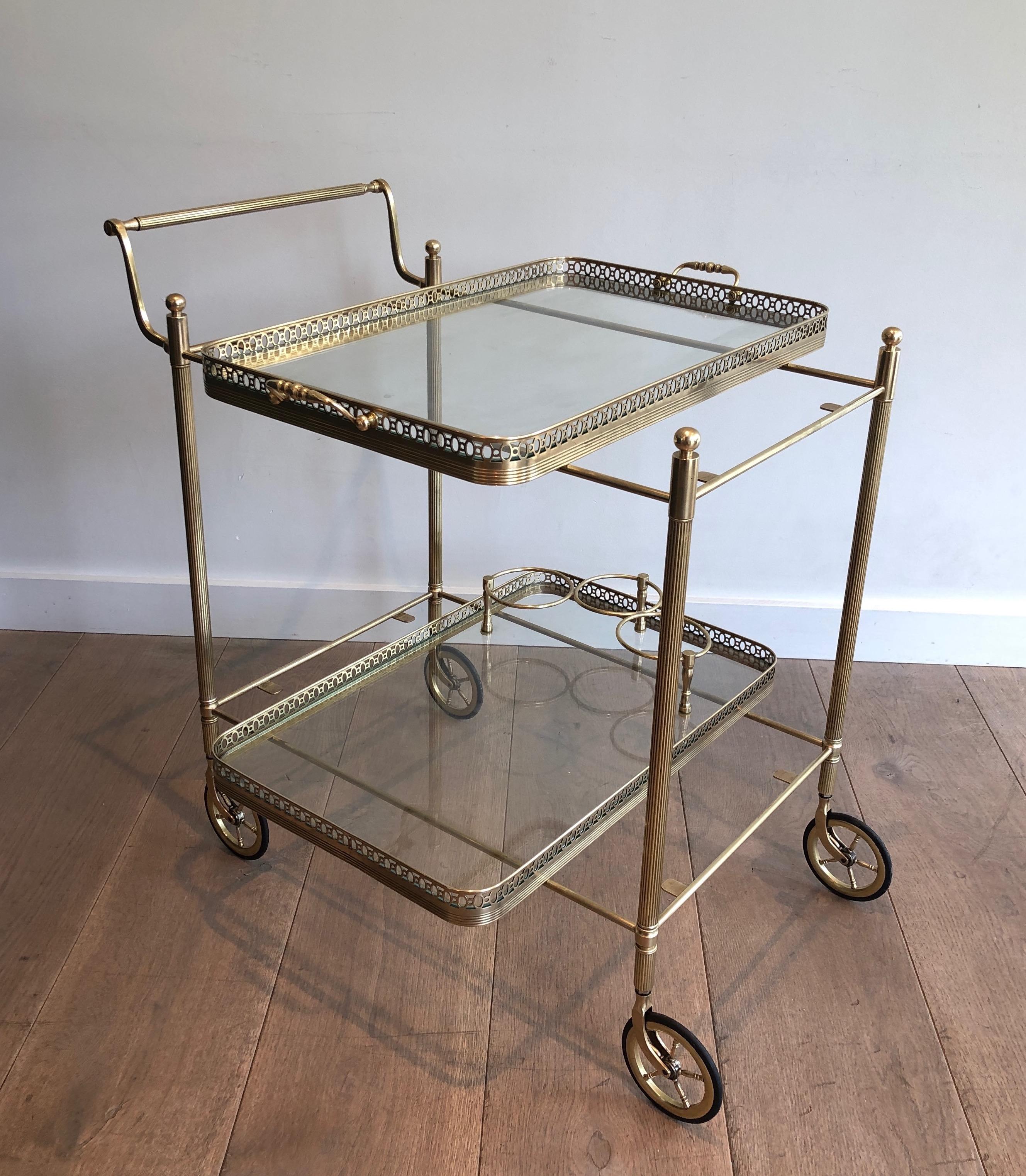 Neoclassical Brass Drinks Trolley by Maison Jansen. Circa 1940