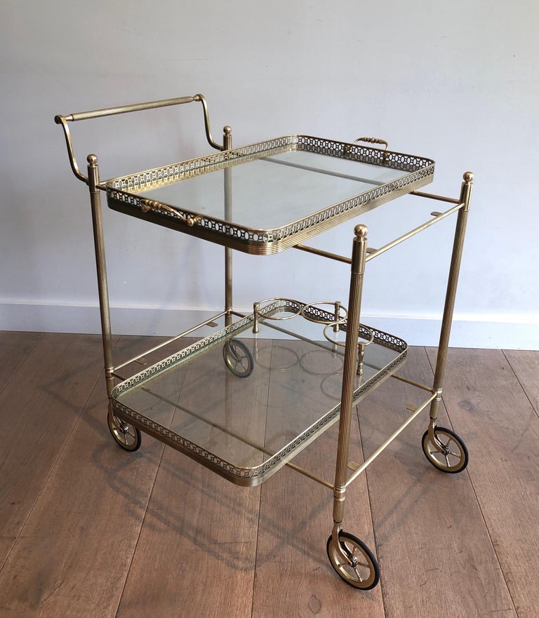 Neoclassical Brass Drinks Trolley by Maison Jansen. Circa 1940 For Sale