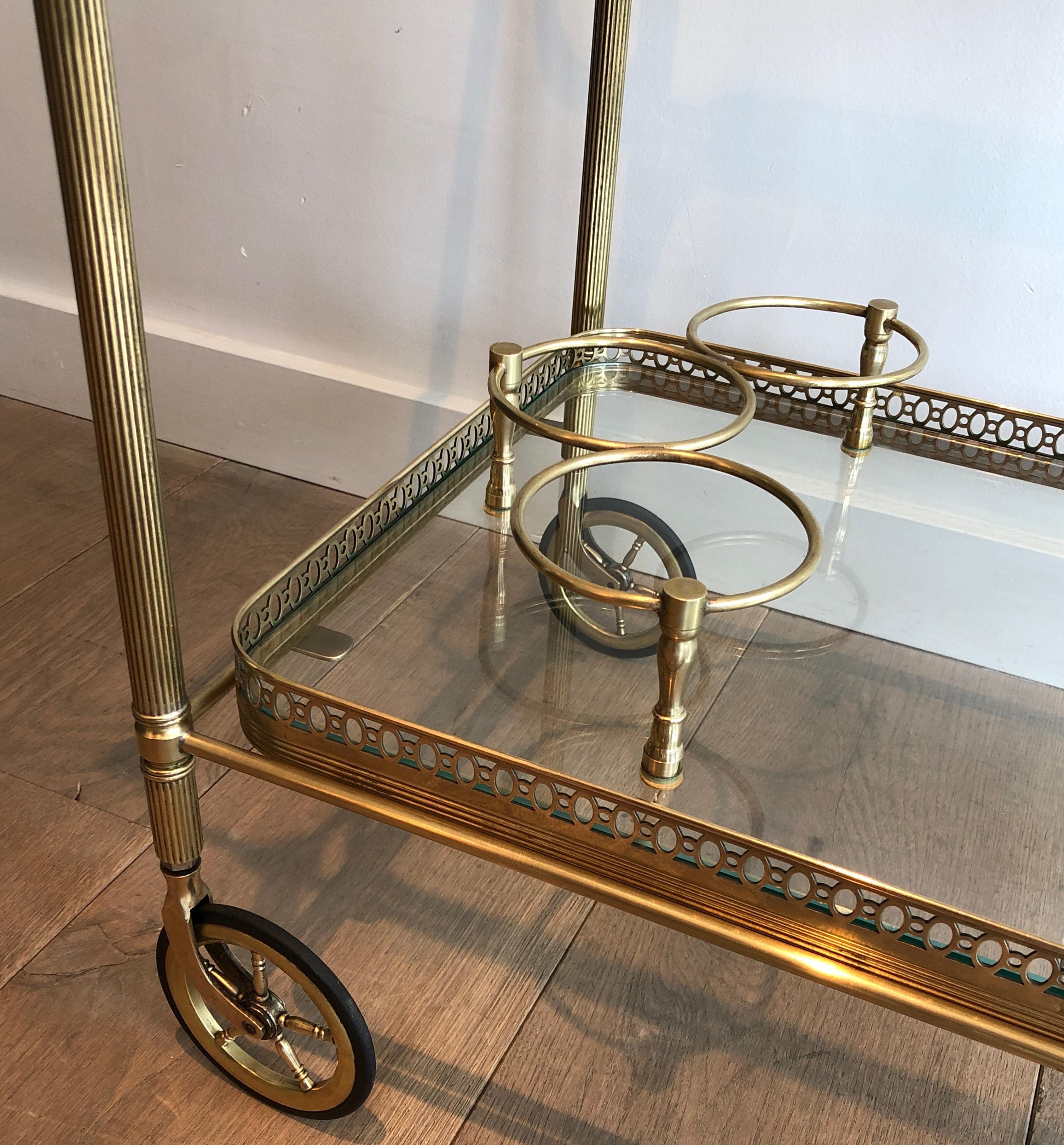 Glass Brass Drinks Trolley by Maison Jansen. Circa 1940