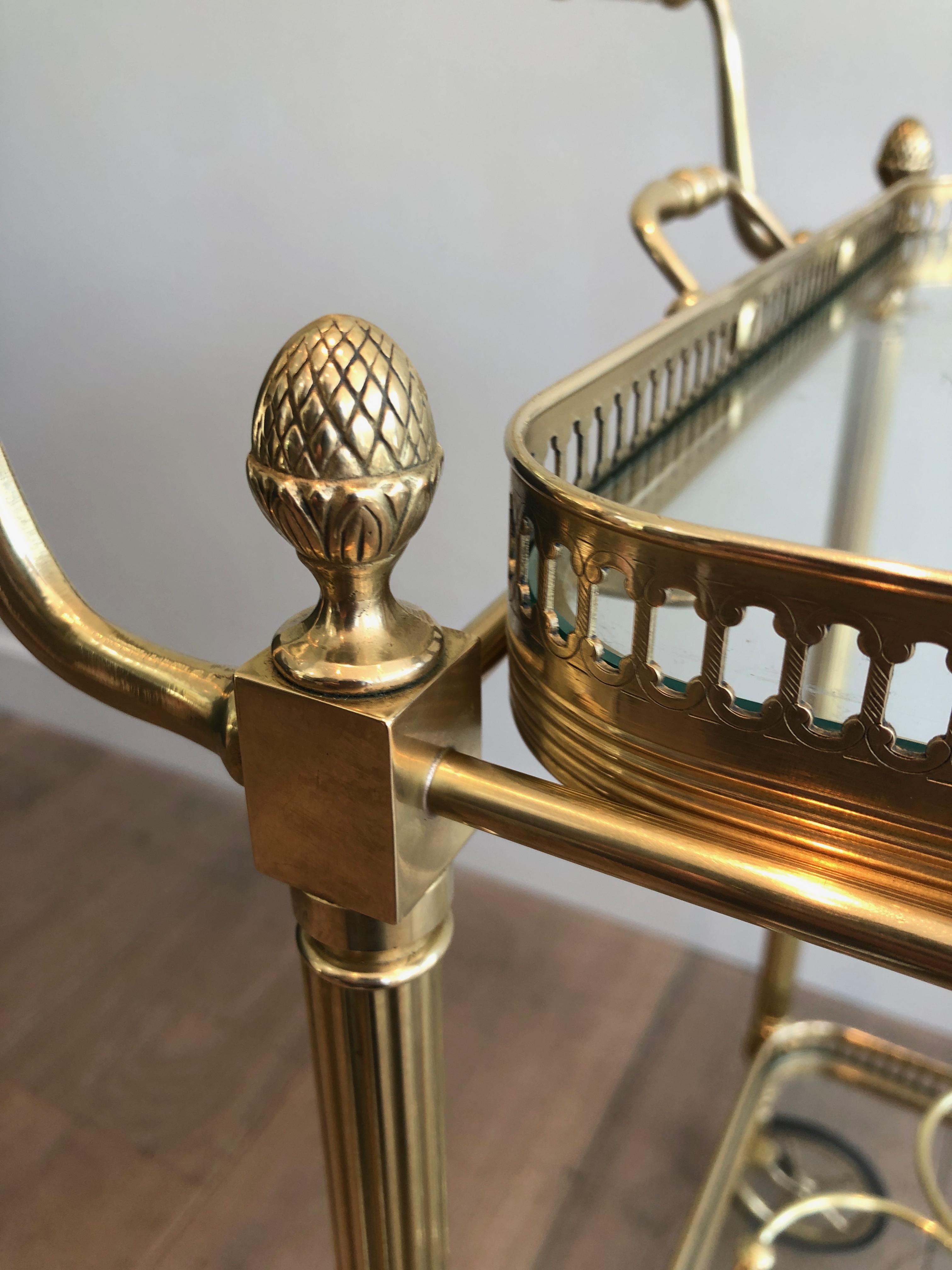 Brass Drinks Trolley with Two Removable Trays by Maison Jansen For Sale 8