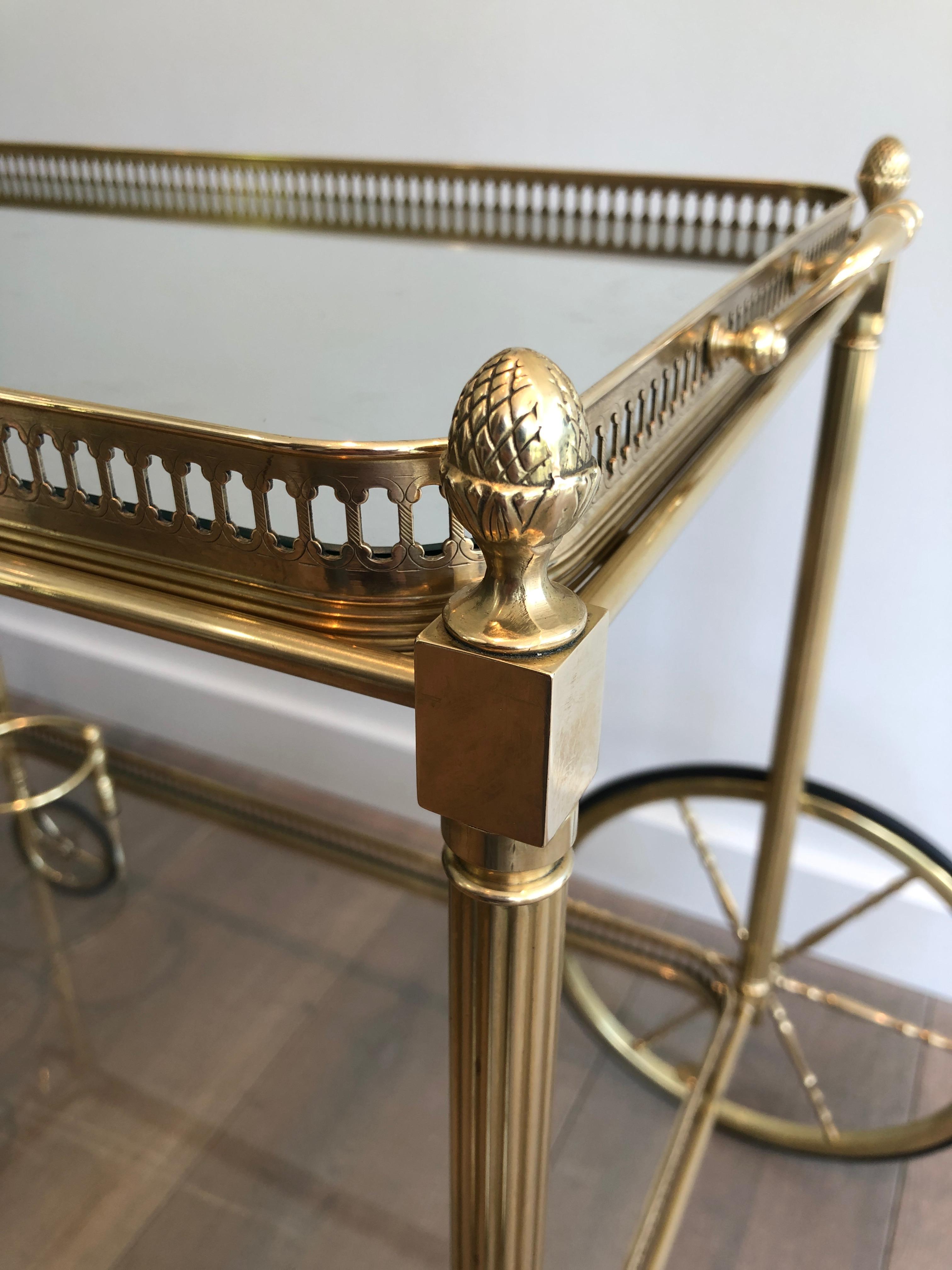 Brass Drinks Trolley with Two Removable Trays by Maison Jansen For Sale 9