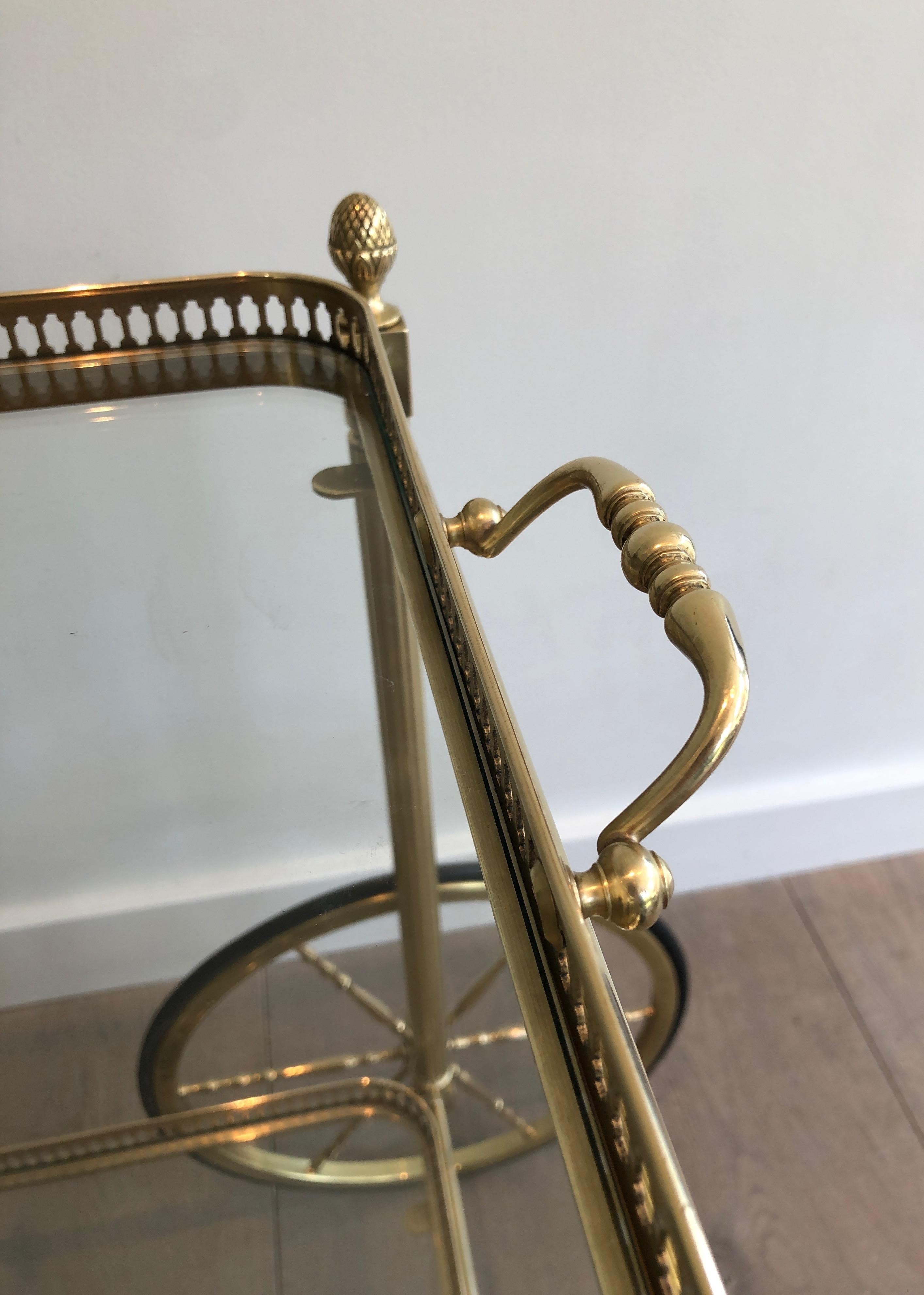 Brass Drinks Trolley with Two Removable Trays by Maison Jansen For Sale 10